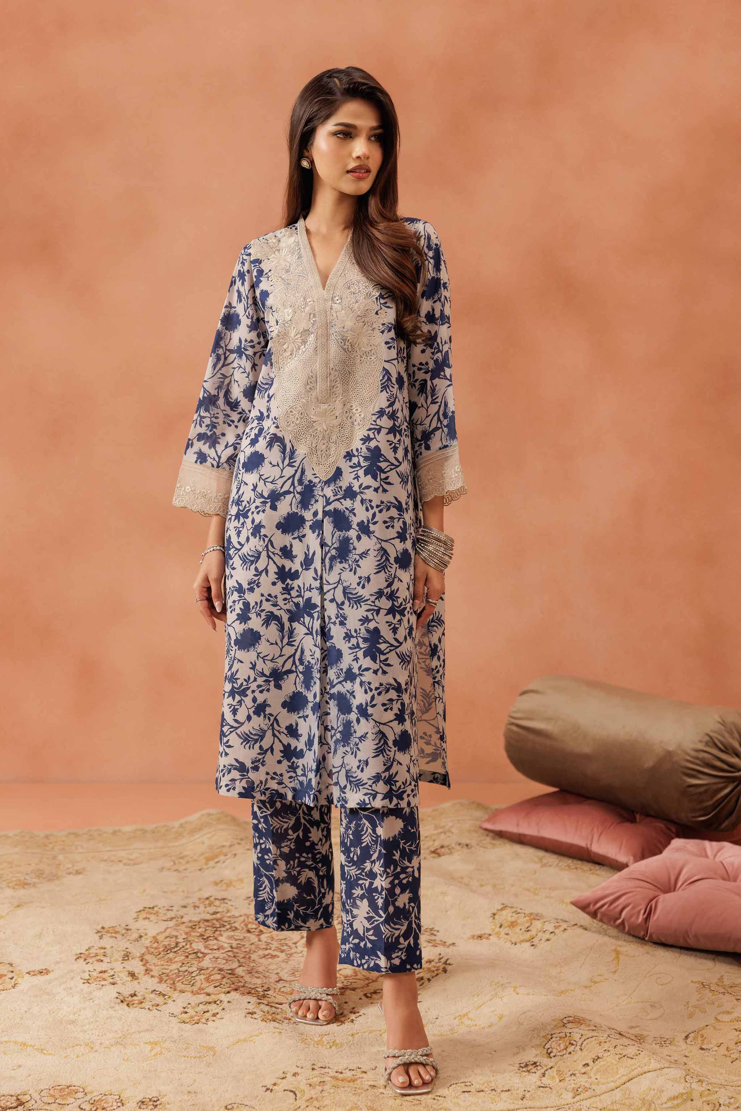 2 Piece - Printed Embroidered Suit - KFE25-178 - Image 2