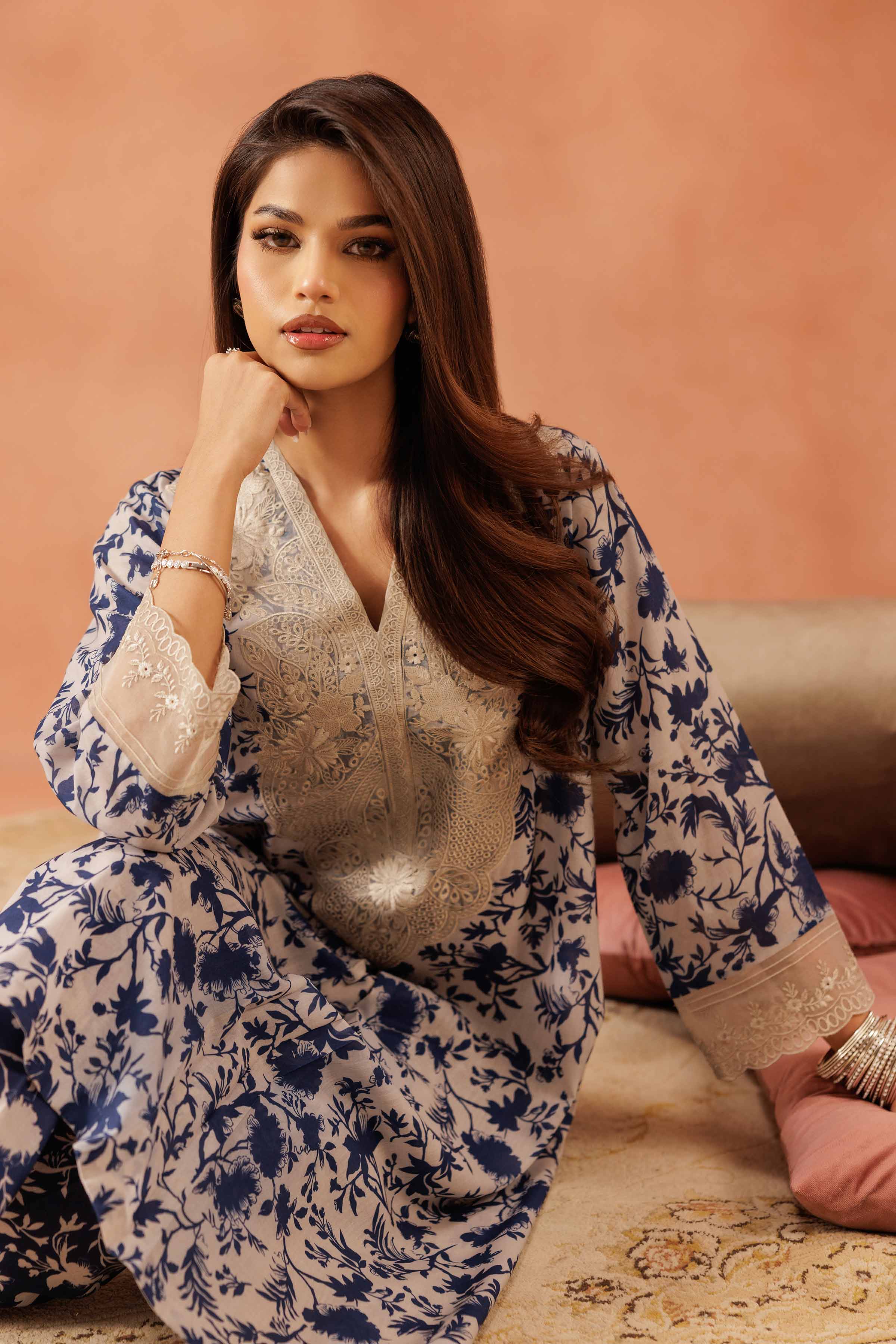 2 Piece - Printed Embroidered Suit - KFE25-178 - Image 3