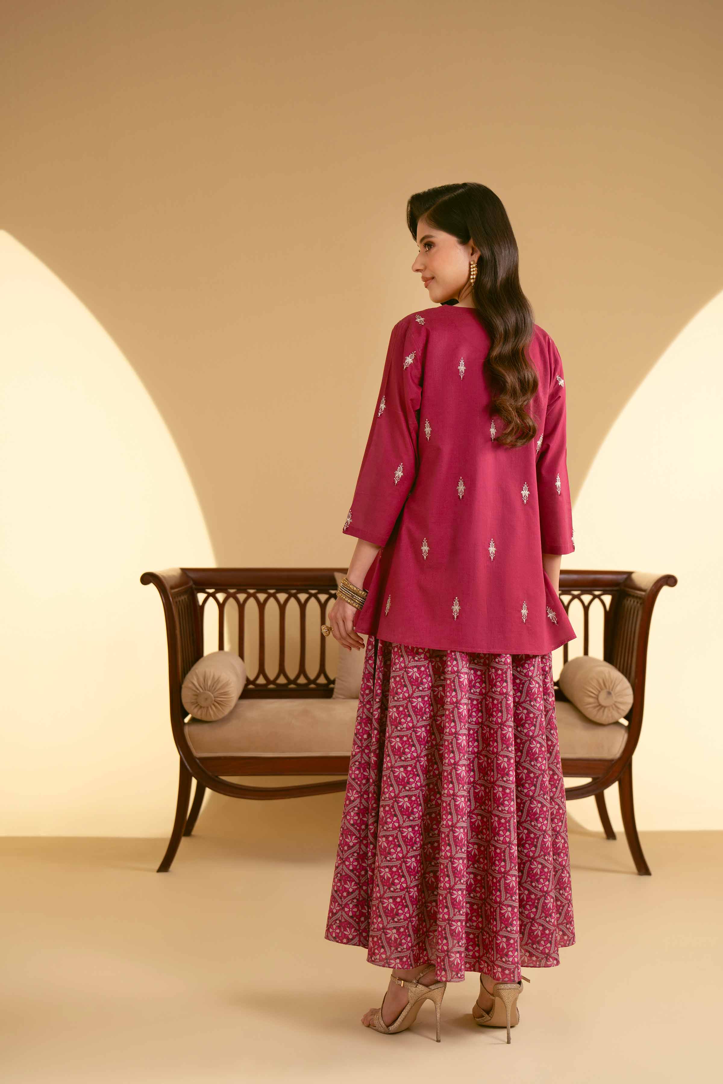 2 Piece - Printed Embroidered Suit - KFE25-29 - Image 3