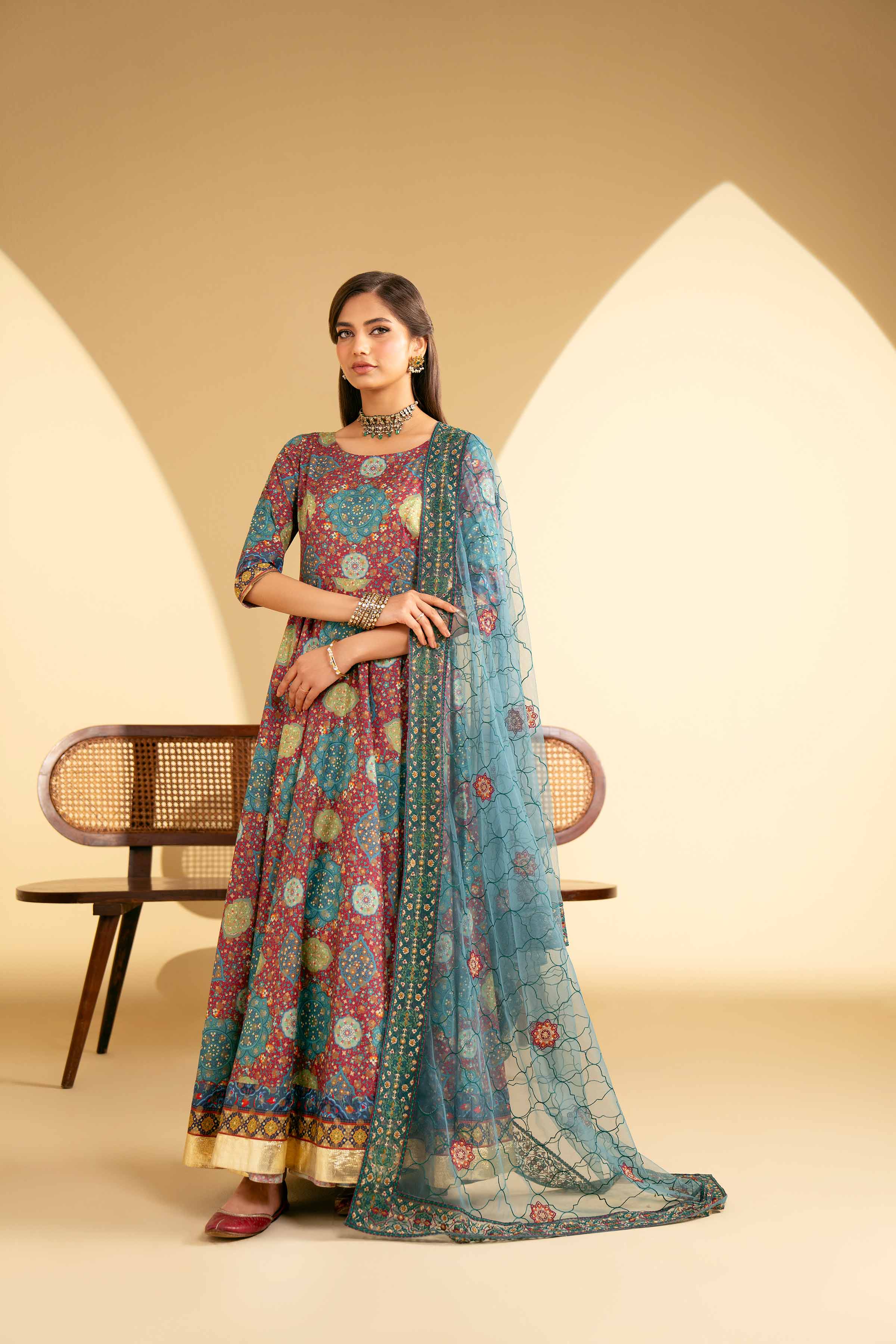 2 Piece - Printed Embroidered Suit - KFE25-84 - Image 4