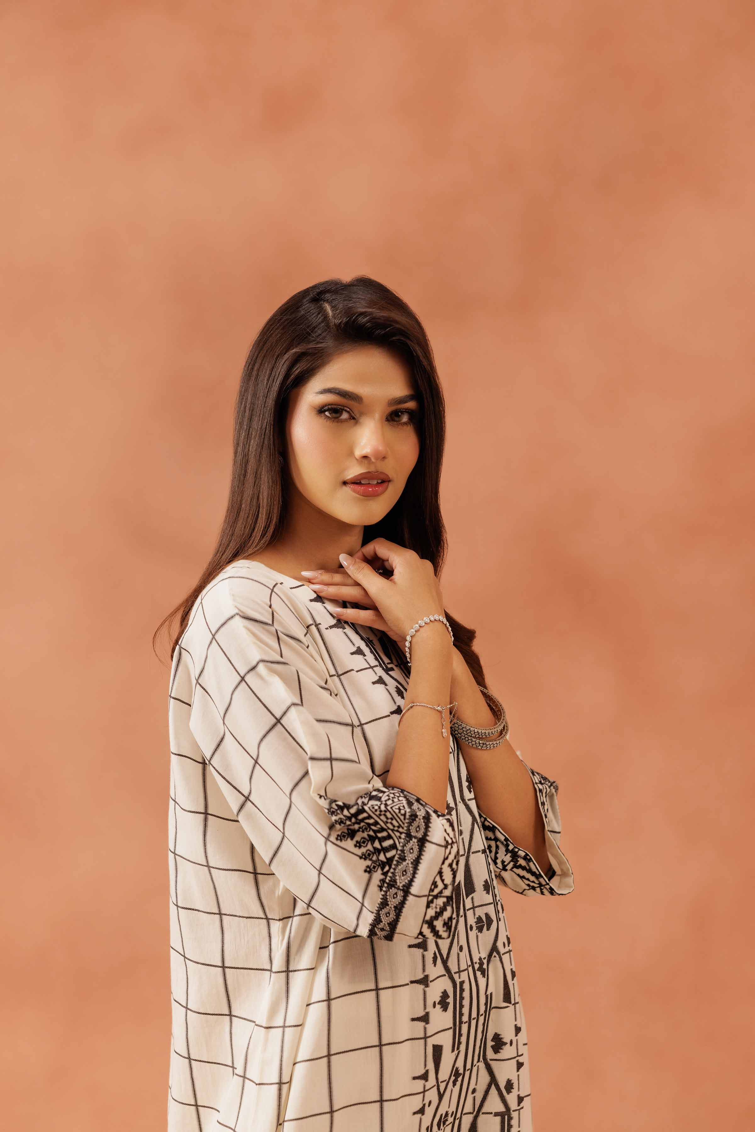 2 Piece - Printed Embroidered Suit - KFE25-92 - Image 3