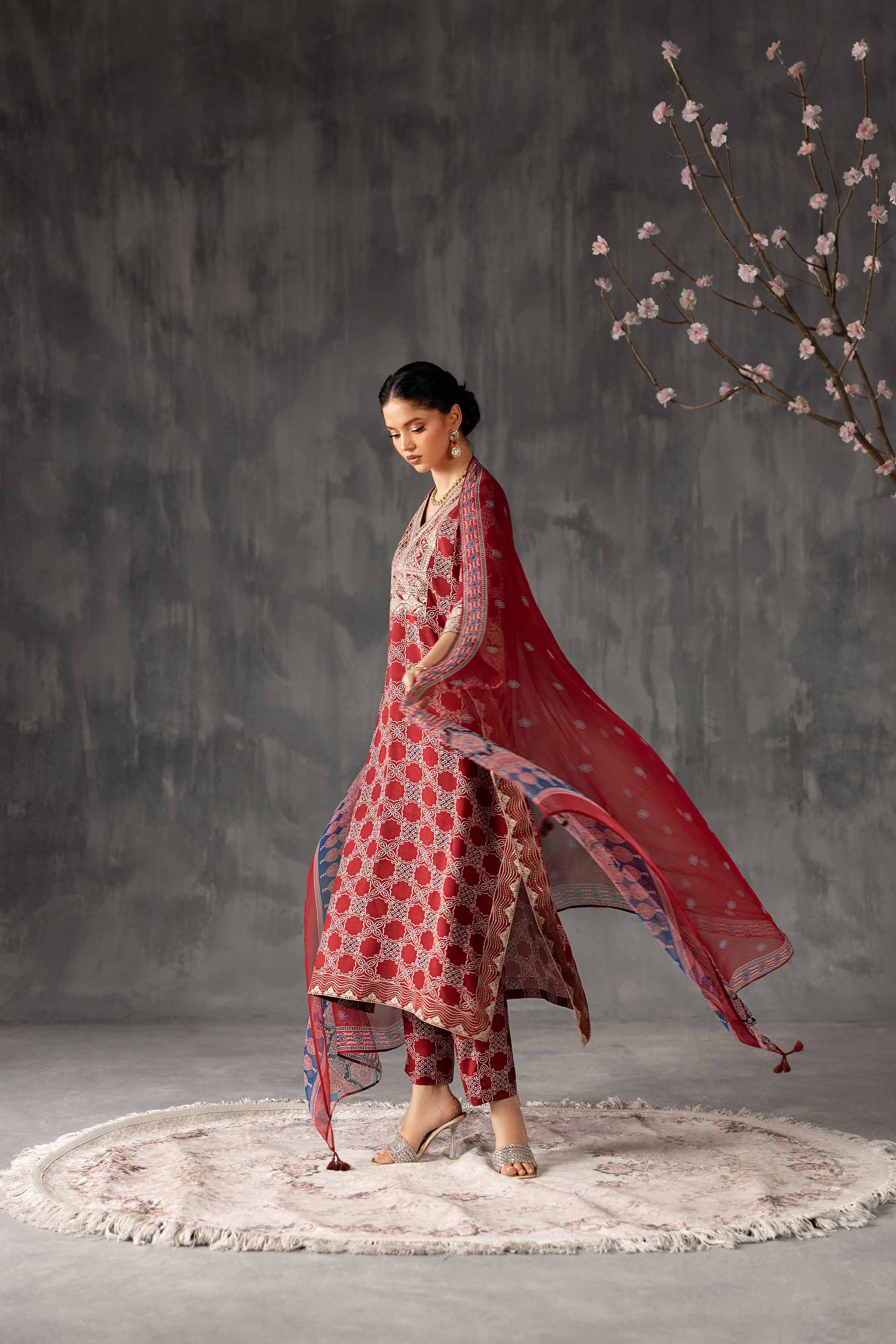 3 Piece - Printed Embroidered Suit - KFE26-108 - Image 4
