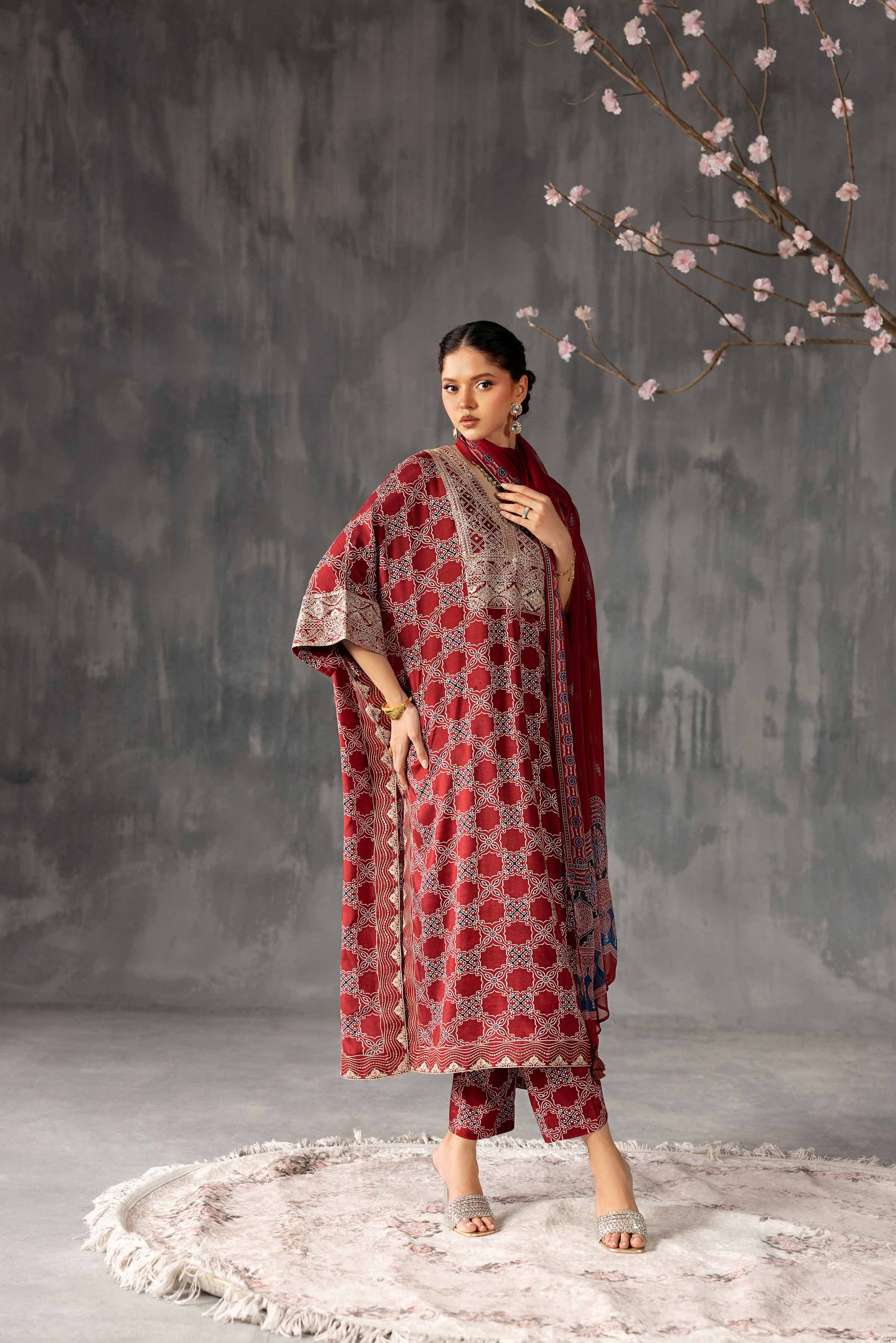 3 Piece - Printed Embroidered Suit - KFE26-108 - Image 5
