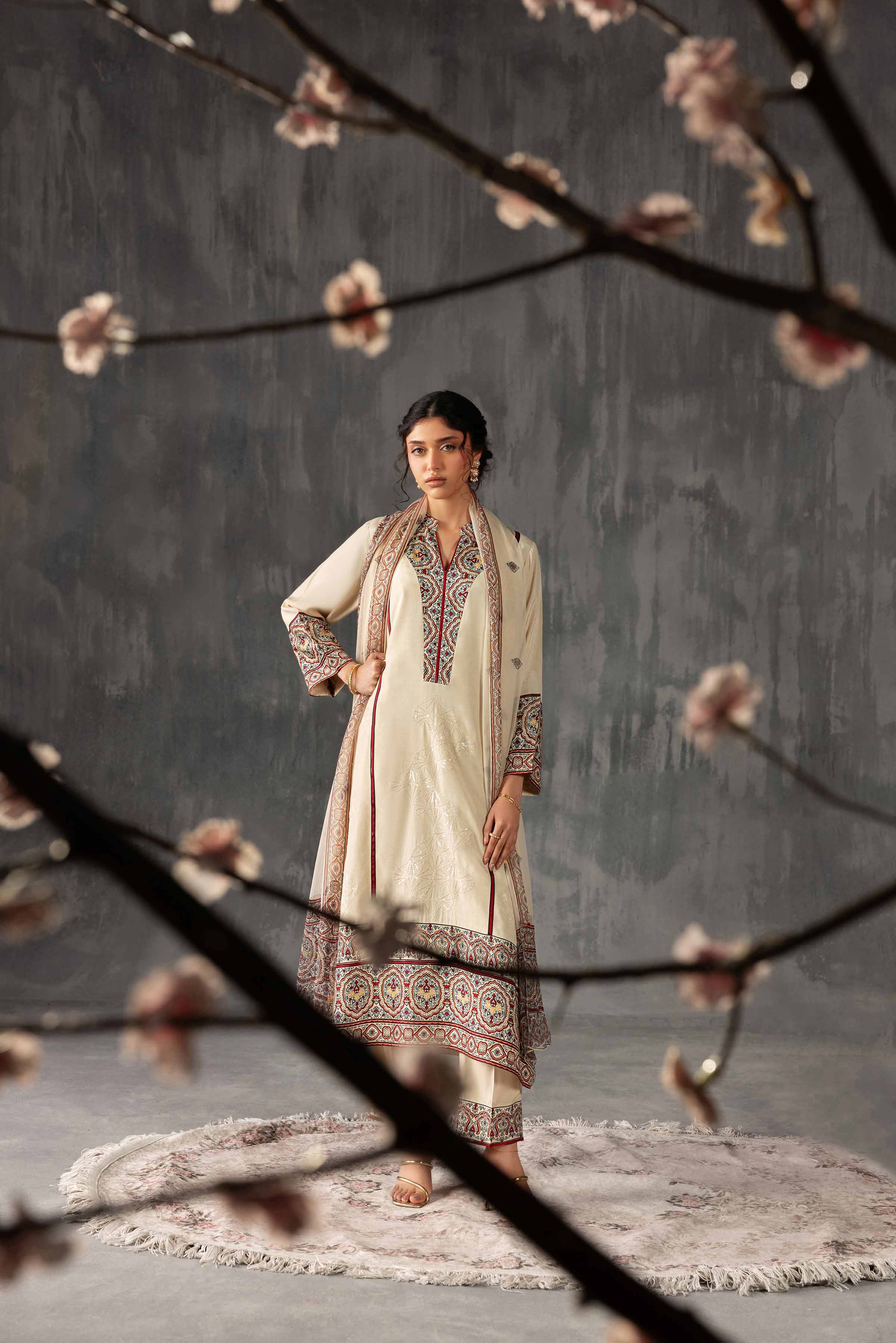 3 Piece - Printed Embroidered Suit - KFE26-109 - Image 5