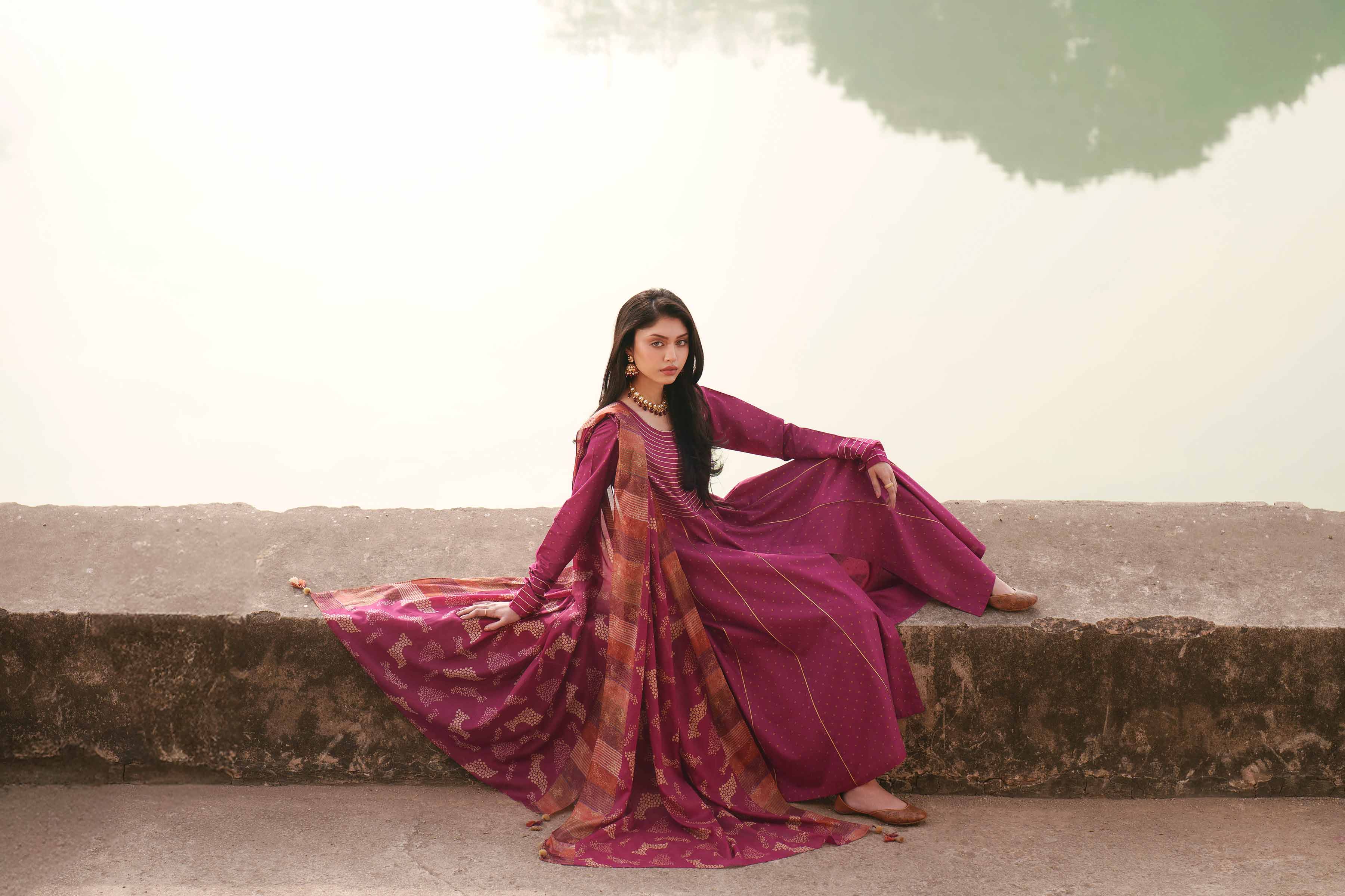 3 Piece - Printed Embroidered Suit - KFE26-113 - Image 13