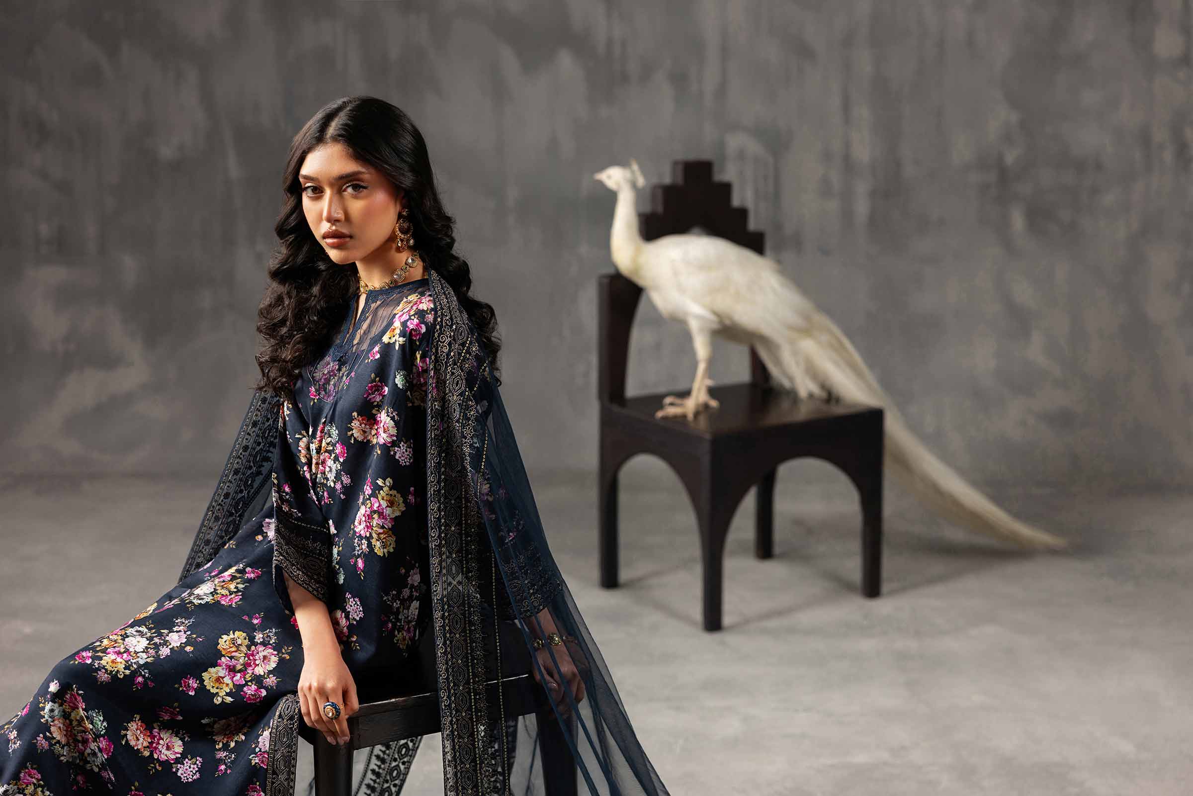 3 Piece - Printed Embroidered Suit - KFE26-118 - Image 11