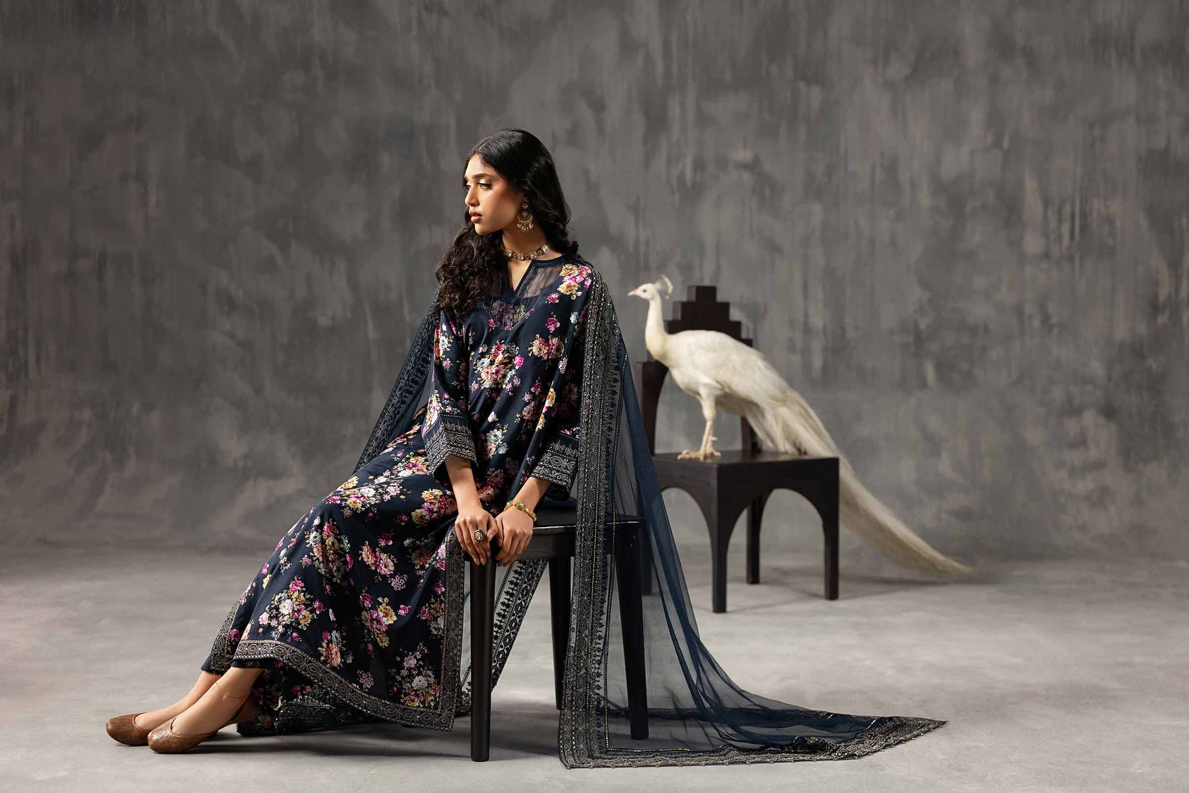 3 Piece - Printed Embroidered Suit - KFE26-118 - Image 12