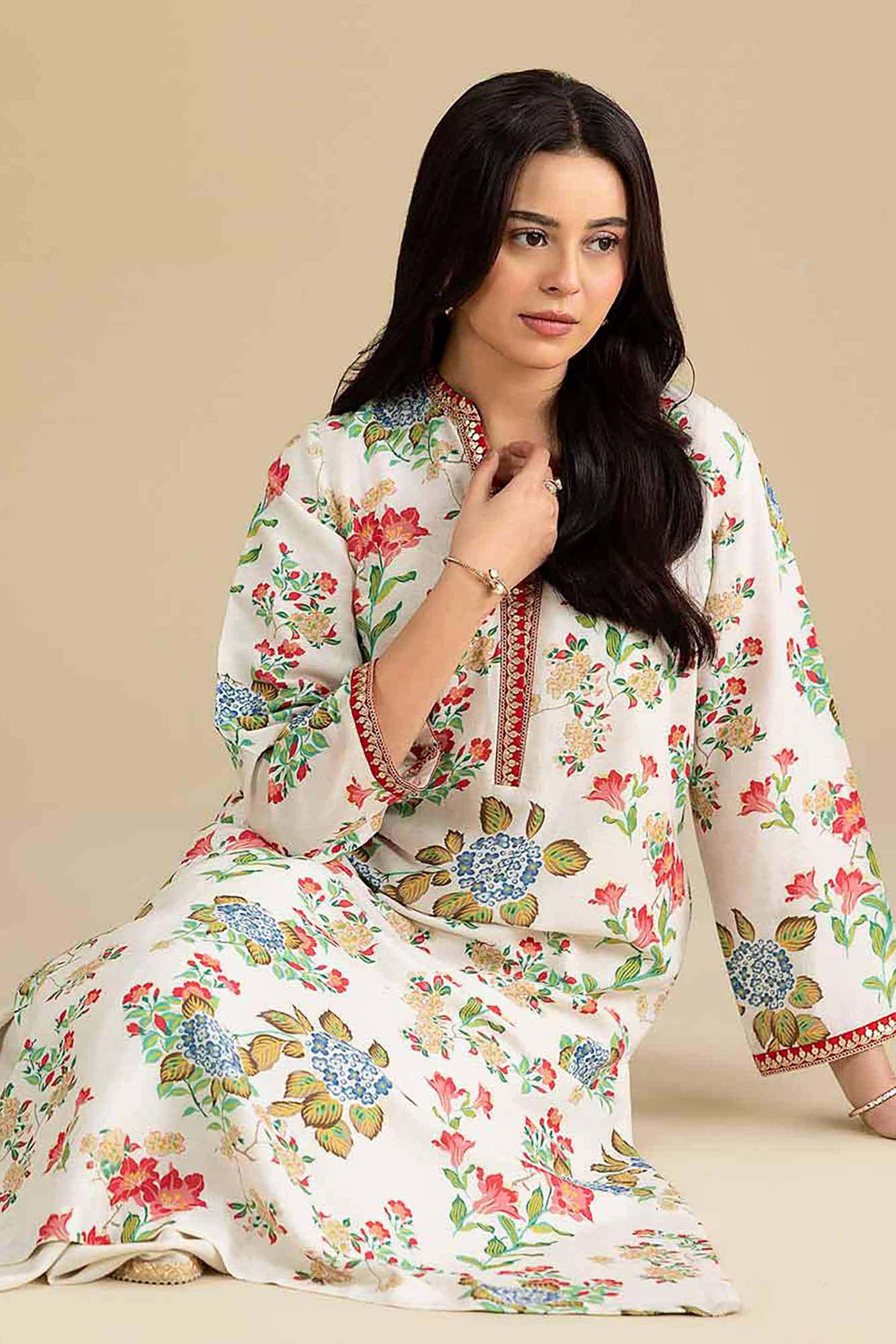 2 Piece - Printed Embroidered Suit - KFE26-209 - Image 2