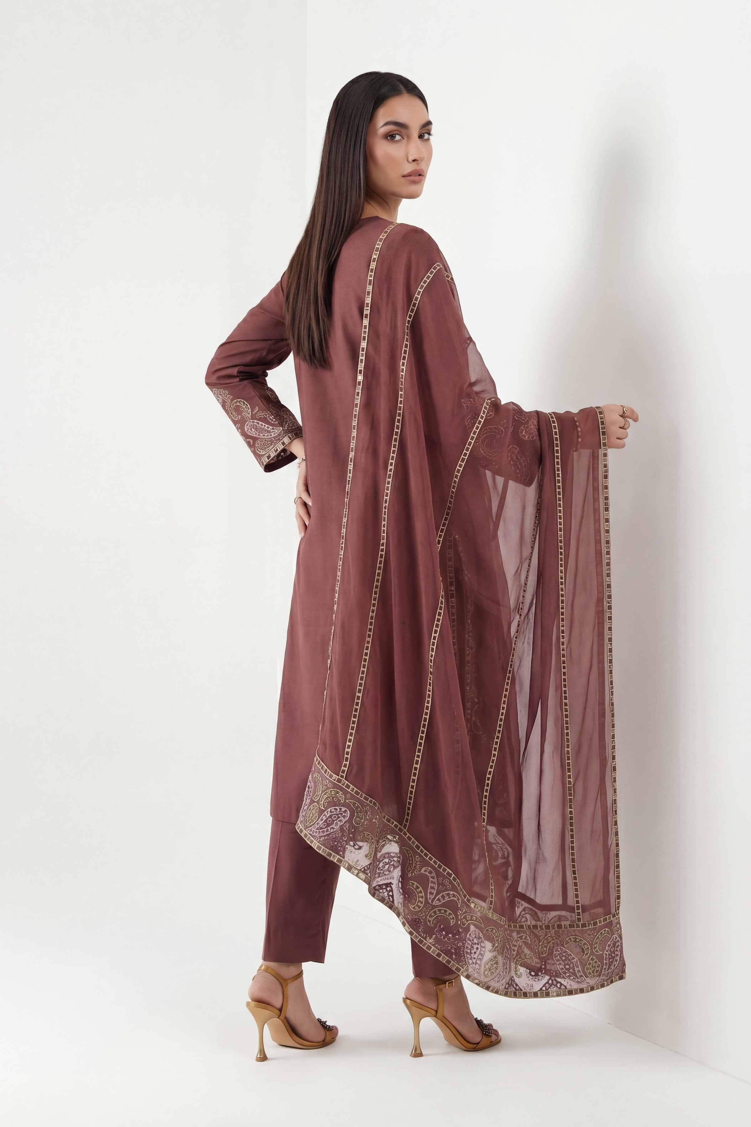 3 Piece - Embroidered Suit - KFE26-223 - Image 4
