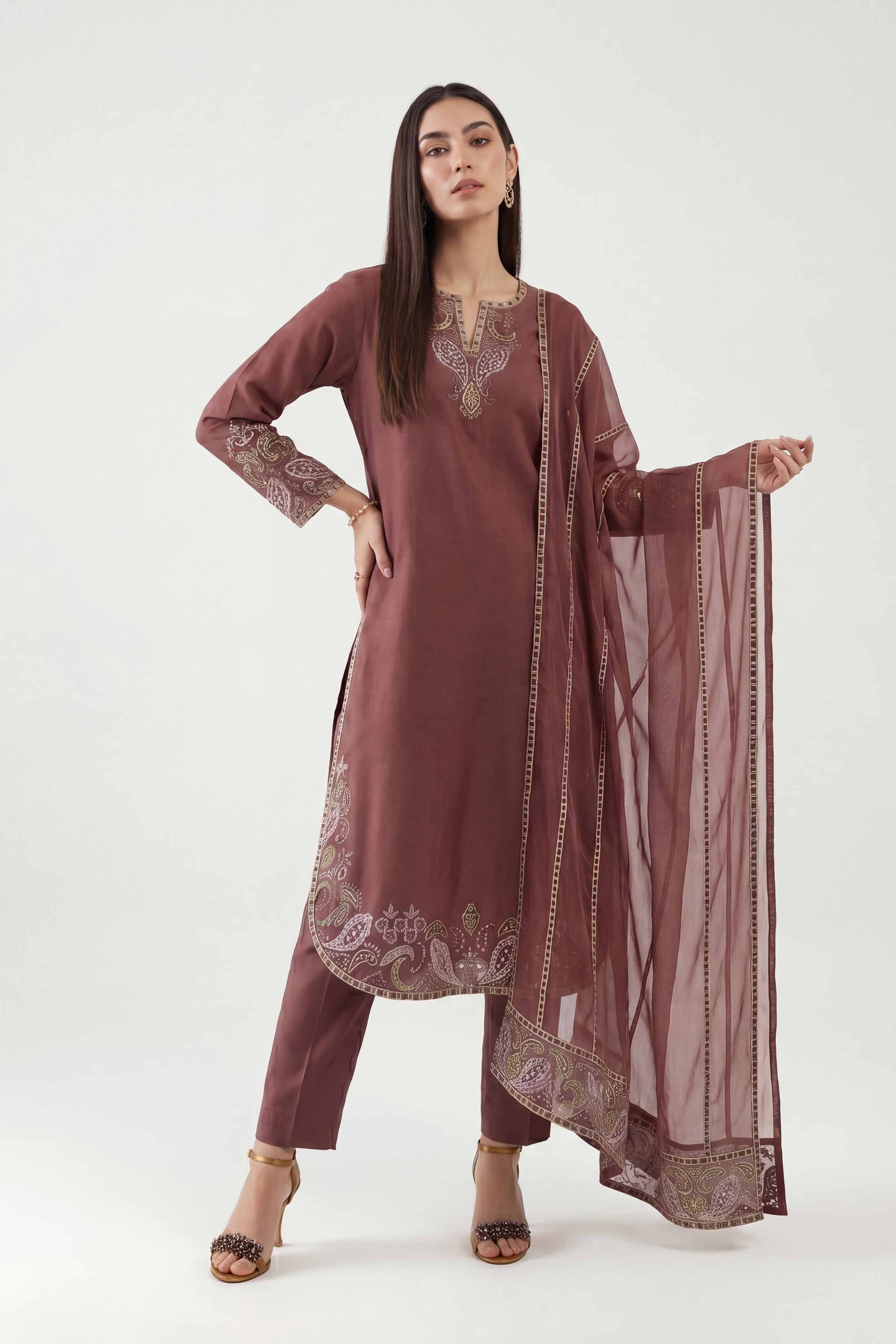 3 Piece - Embroidered Suit - KFE26-223 - Image 5