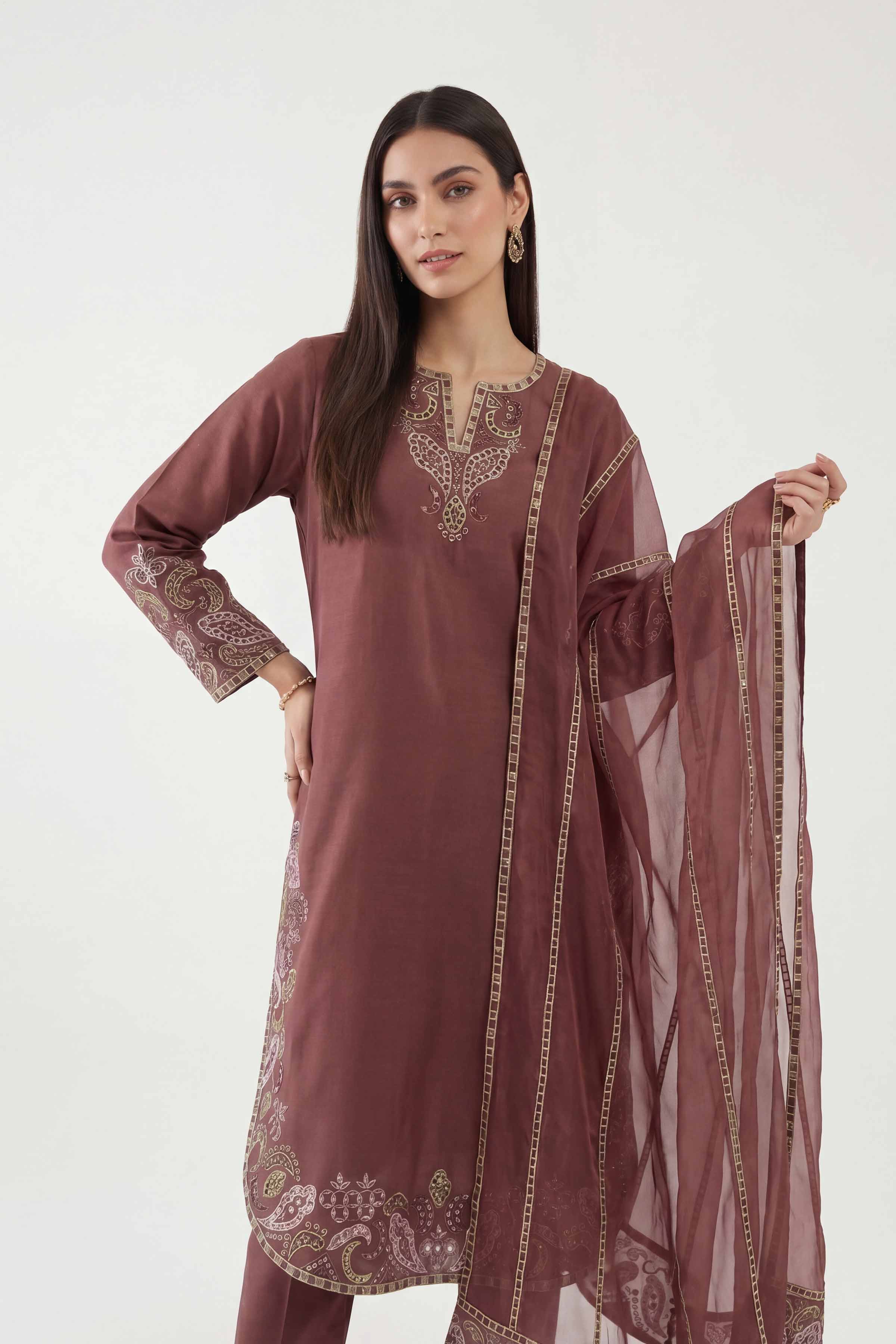 3 Piece - Embroidered Suit - KFE26-223 - Image 6