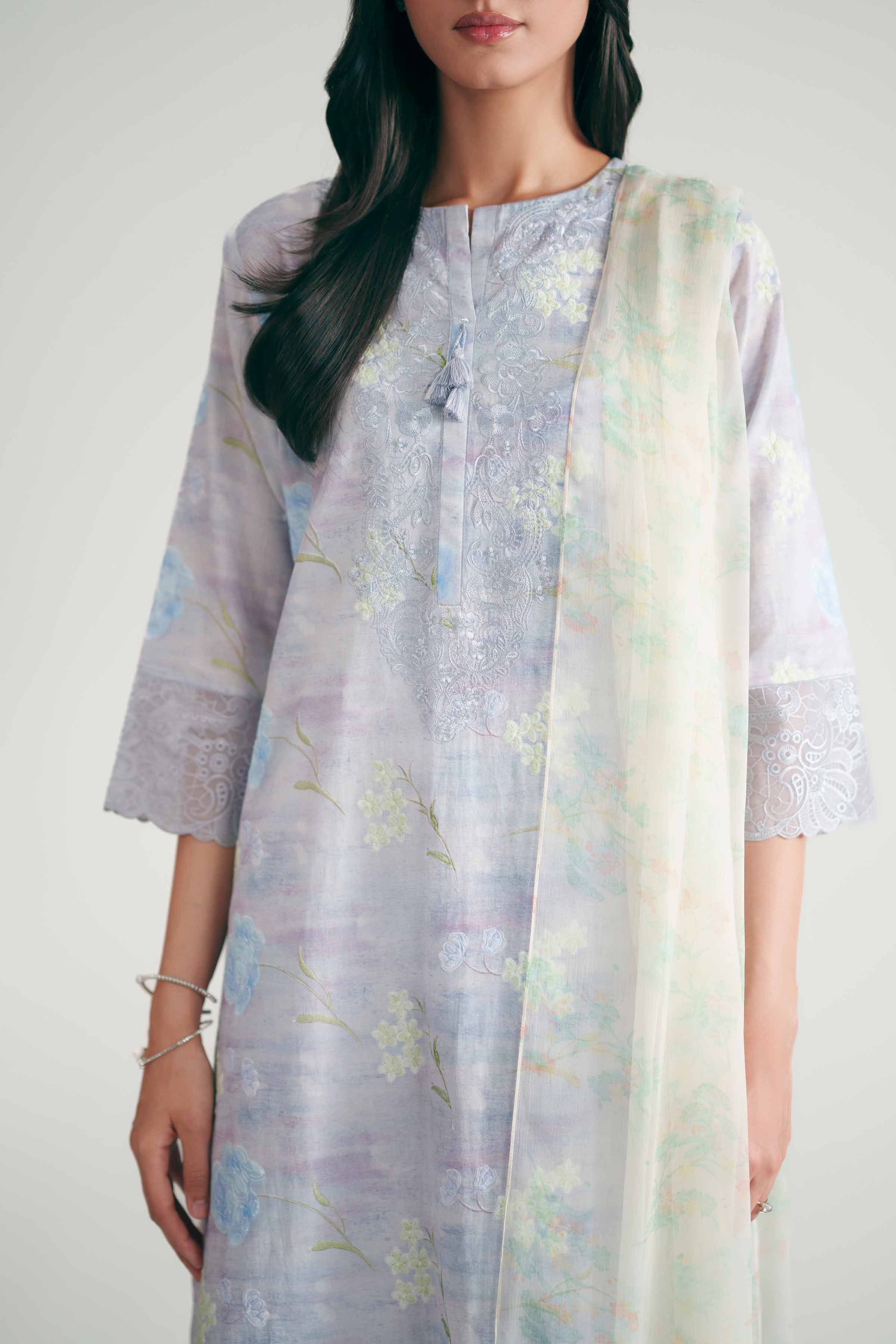 3 Piece - Printed Embroidered Suit - KFE26-226 - Image 6