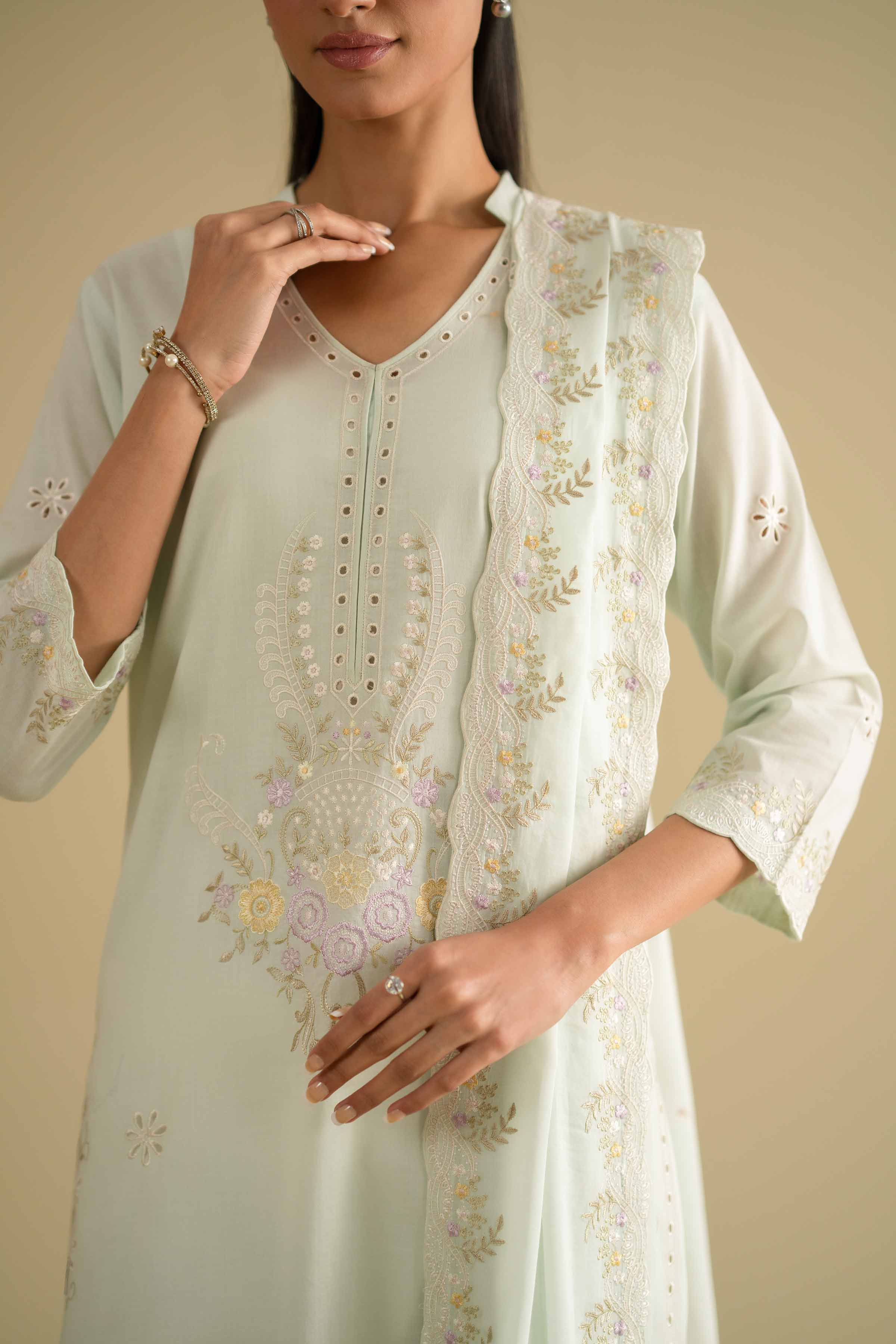 2 Piece - Embroidered Suit - KFE26-230 - Image 5