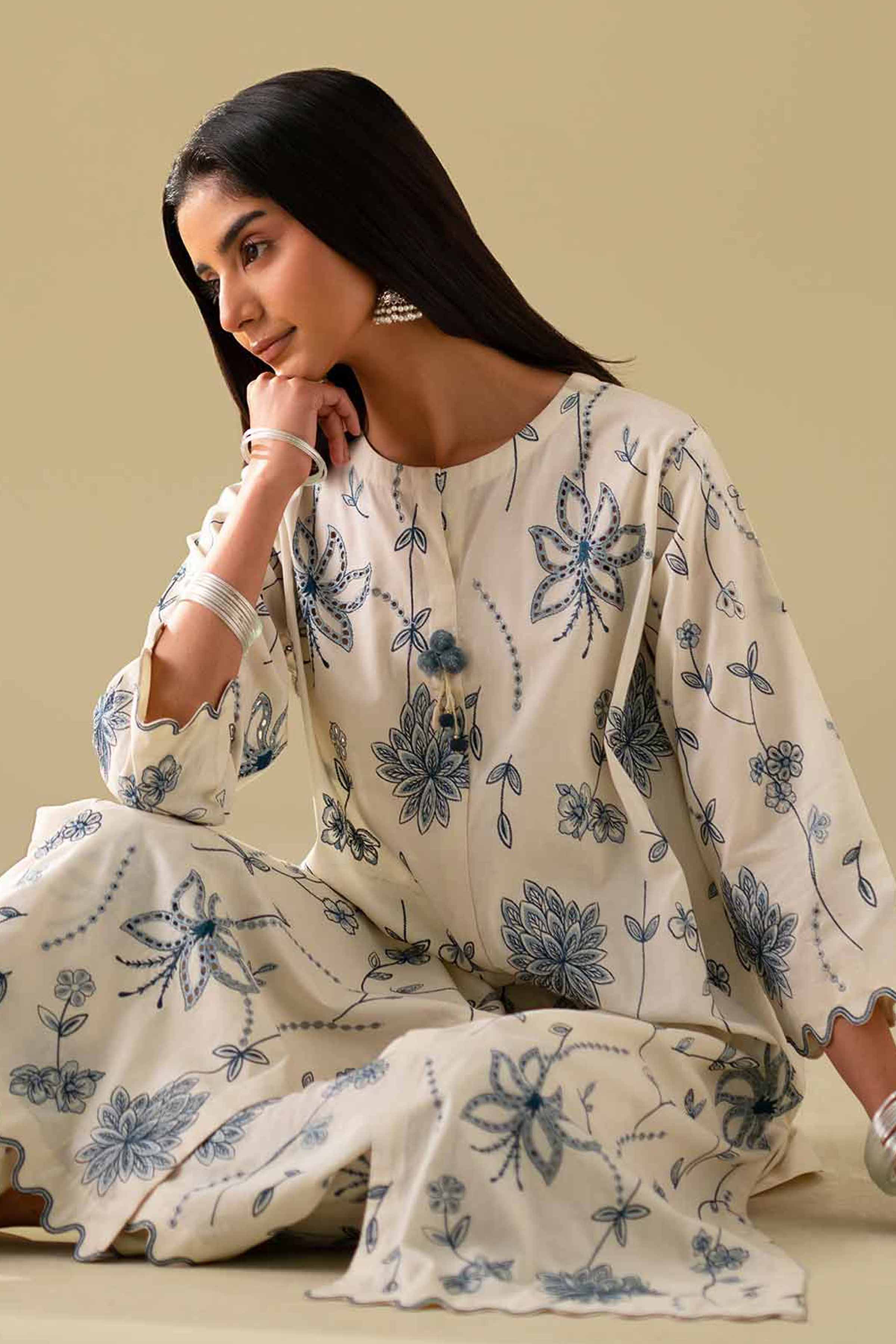 2 Piece - Embroidered Suit - KFE26-66 - Image 6