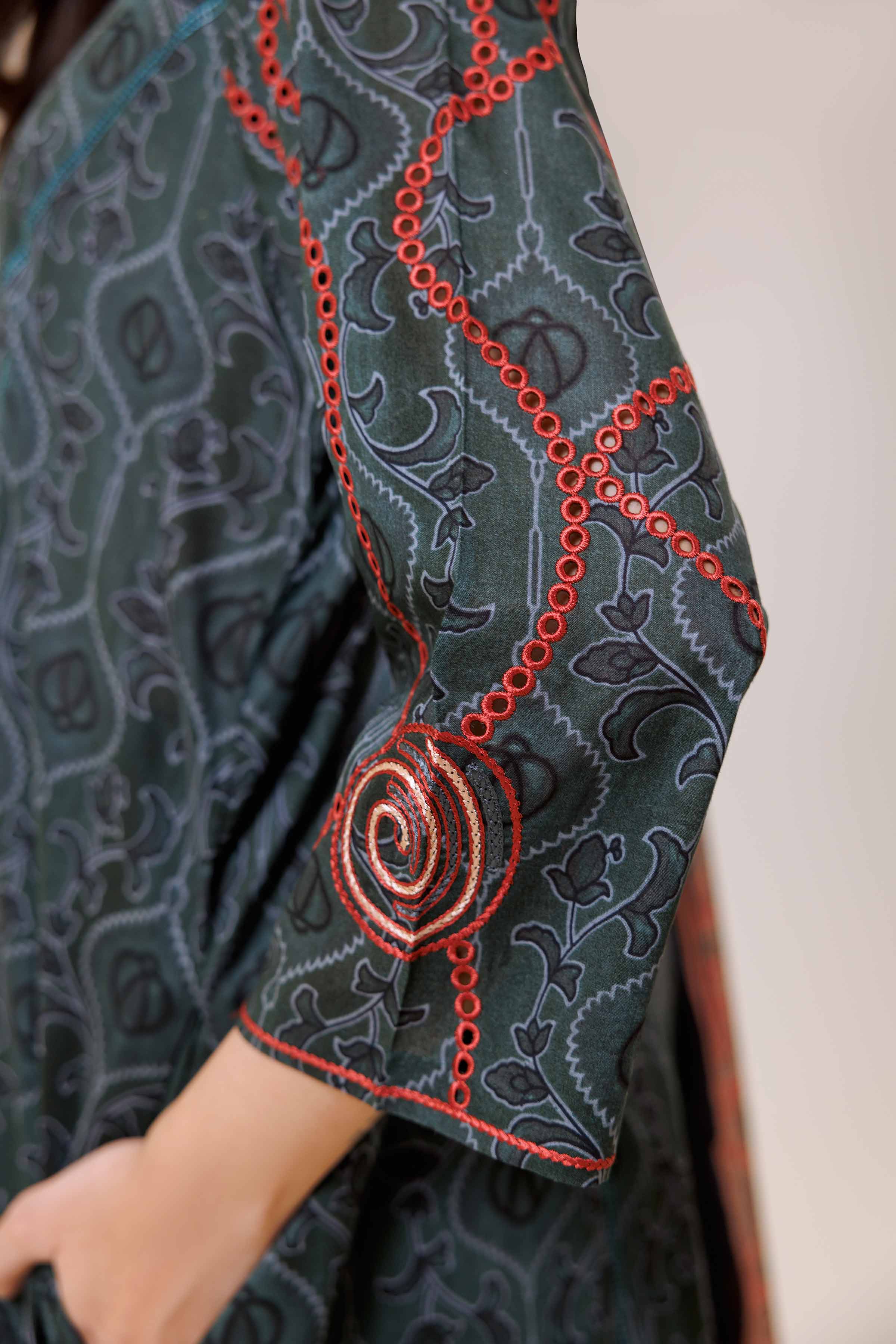 3 Piece - Printed Embroidered Suit - KFS24-77 - Image 7