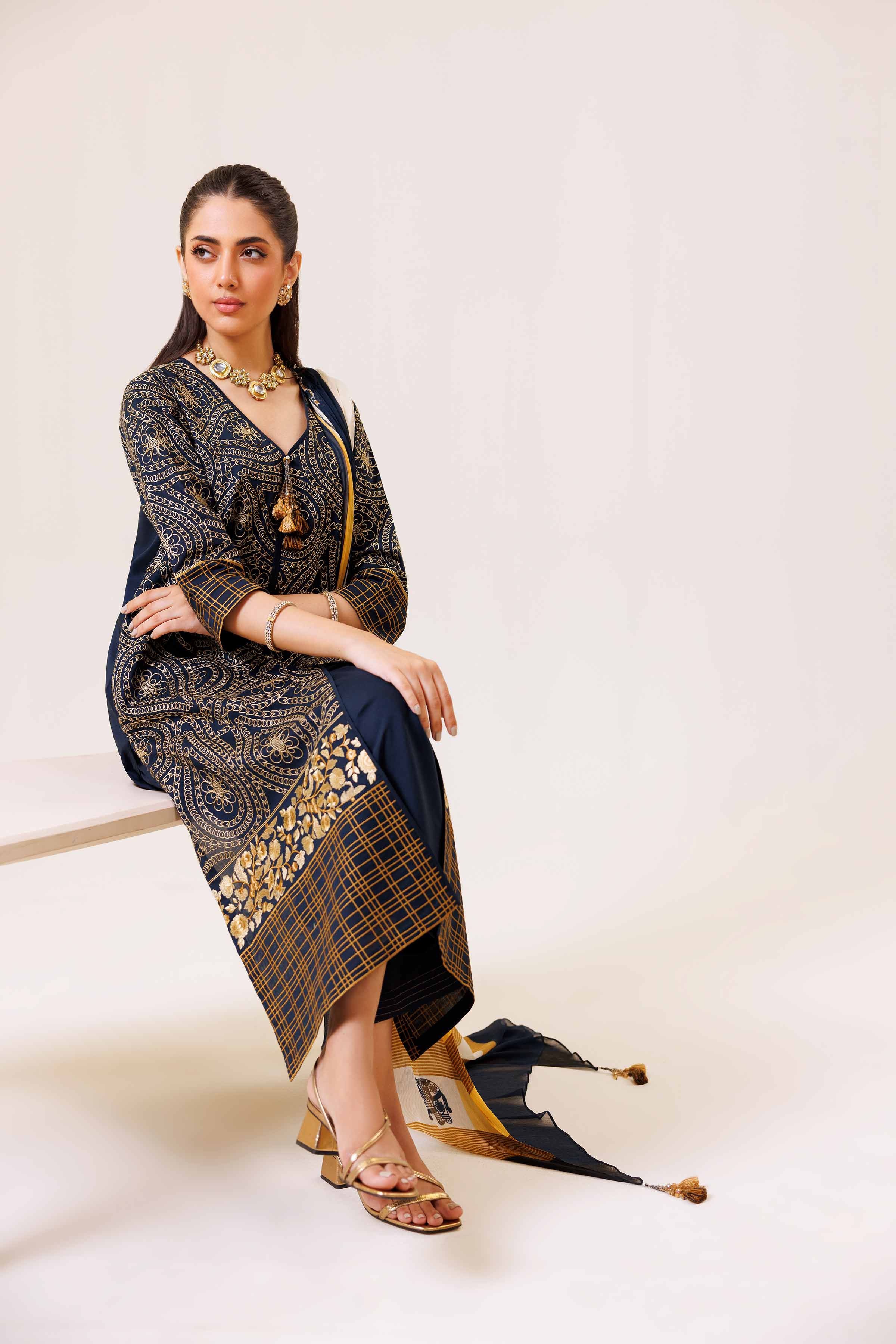 3 Piece - Printed Embroidered Suit - KFS24-83 - Image 6