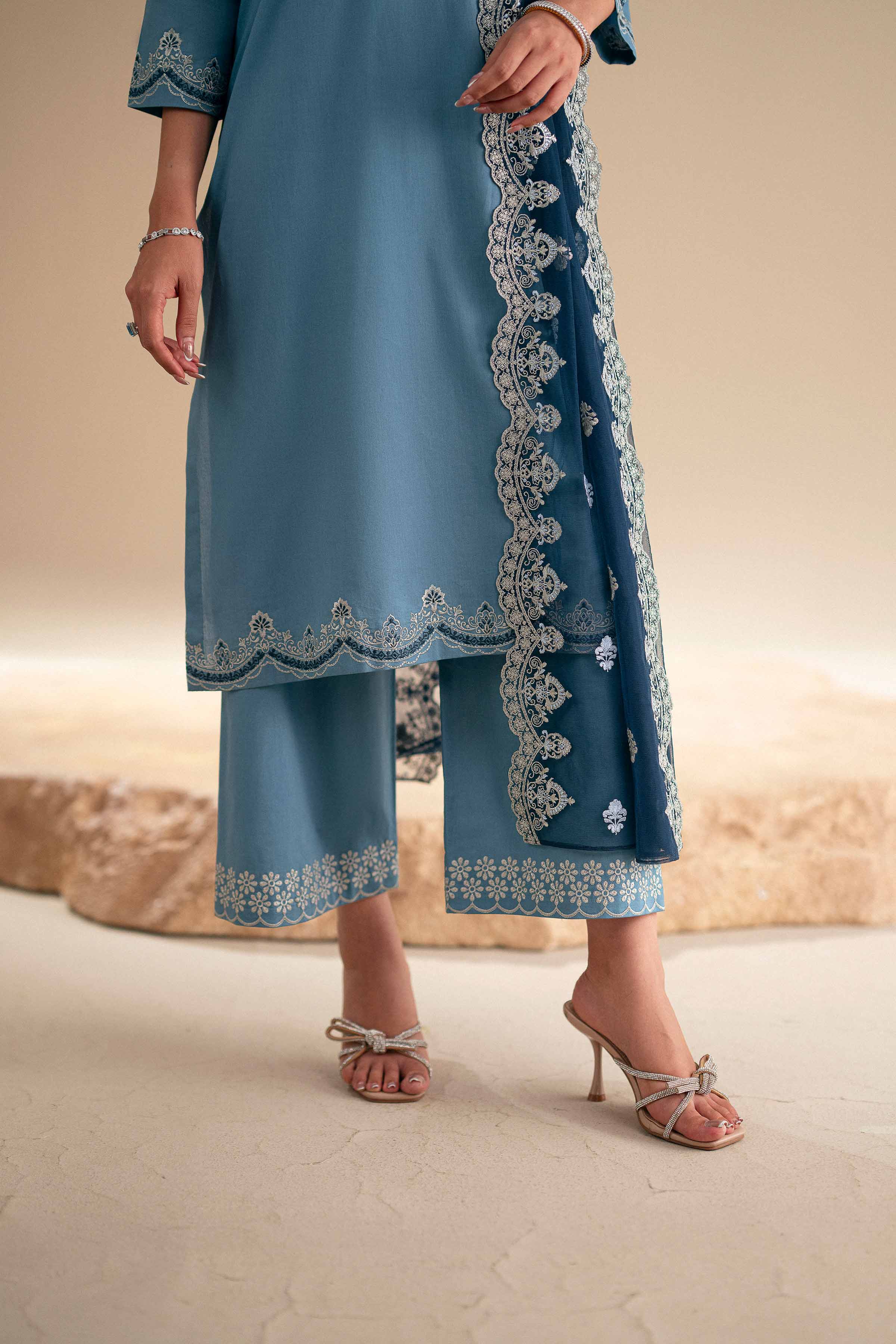 3 Piece - Embroidered Suit - KFS25-122 - Image 15