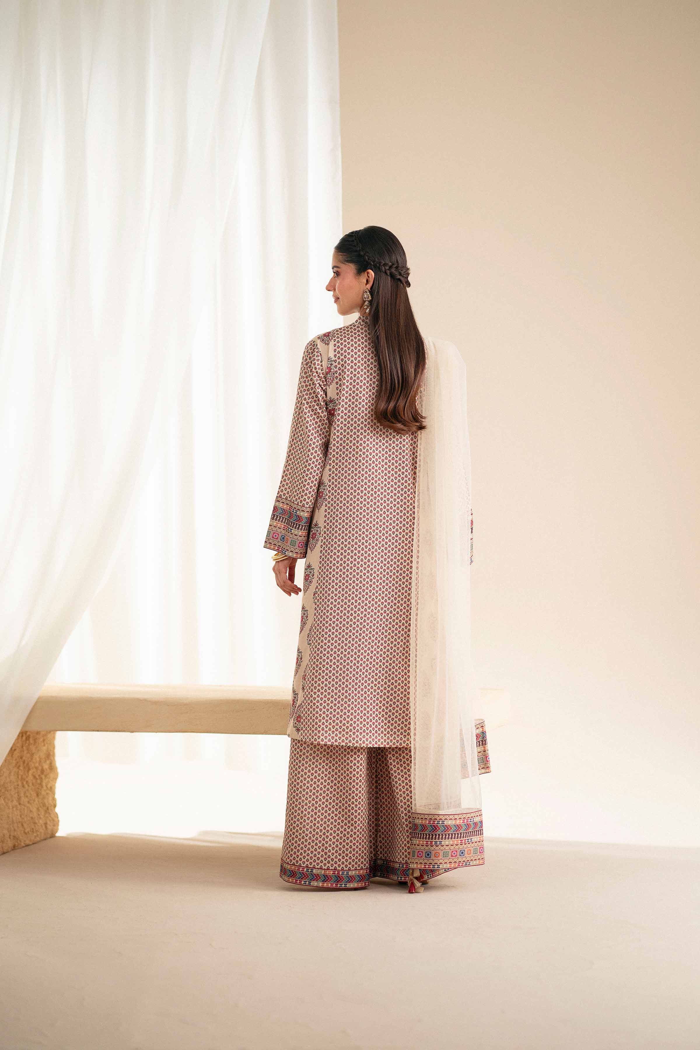 3 Piece - Printed Embroidered Suit - KFS25-75 - Image 3