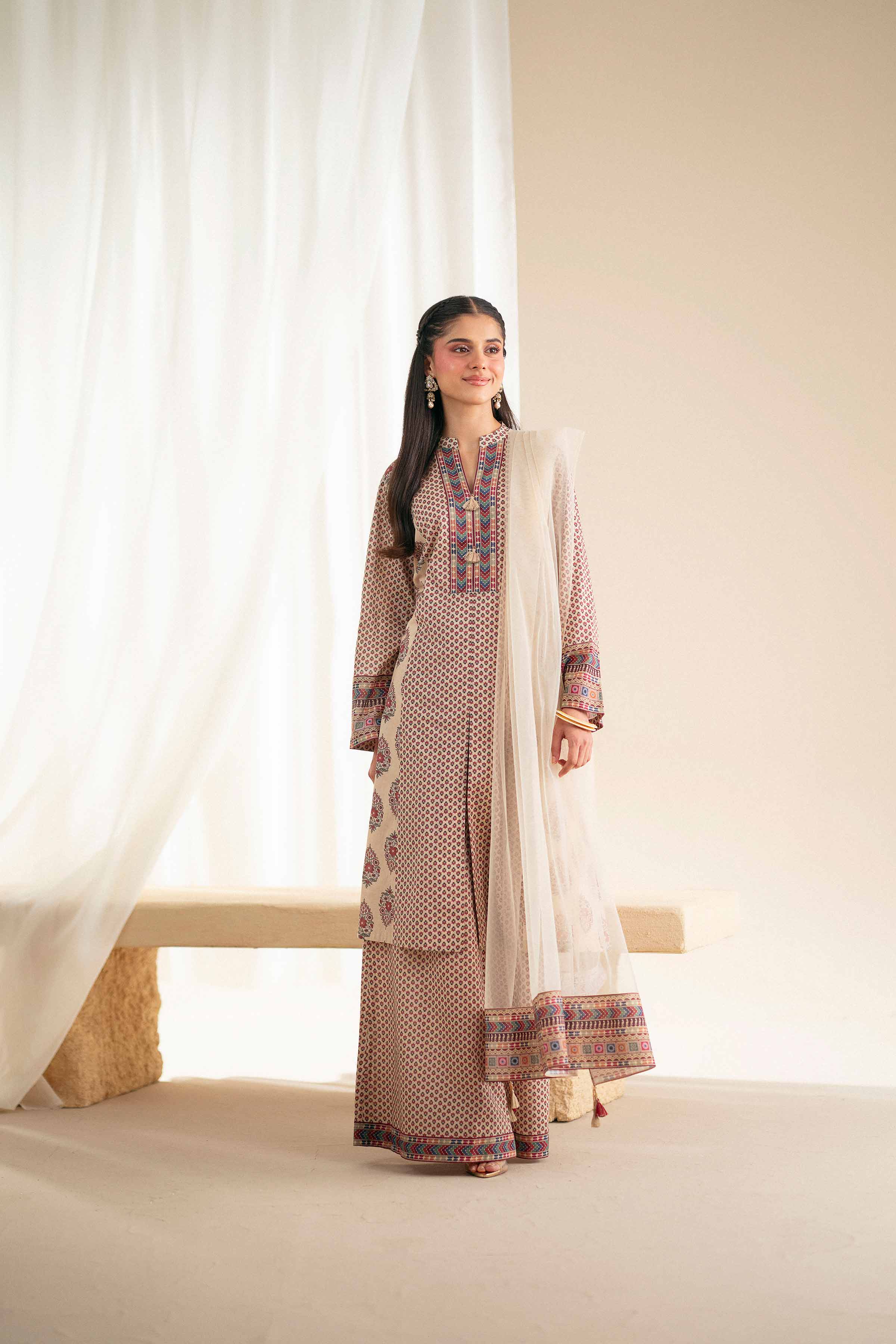 3 Piece - Printed Embroidered Suit - KFS25-75 - Image 6