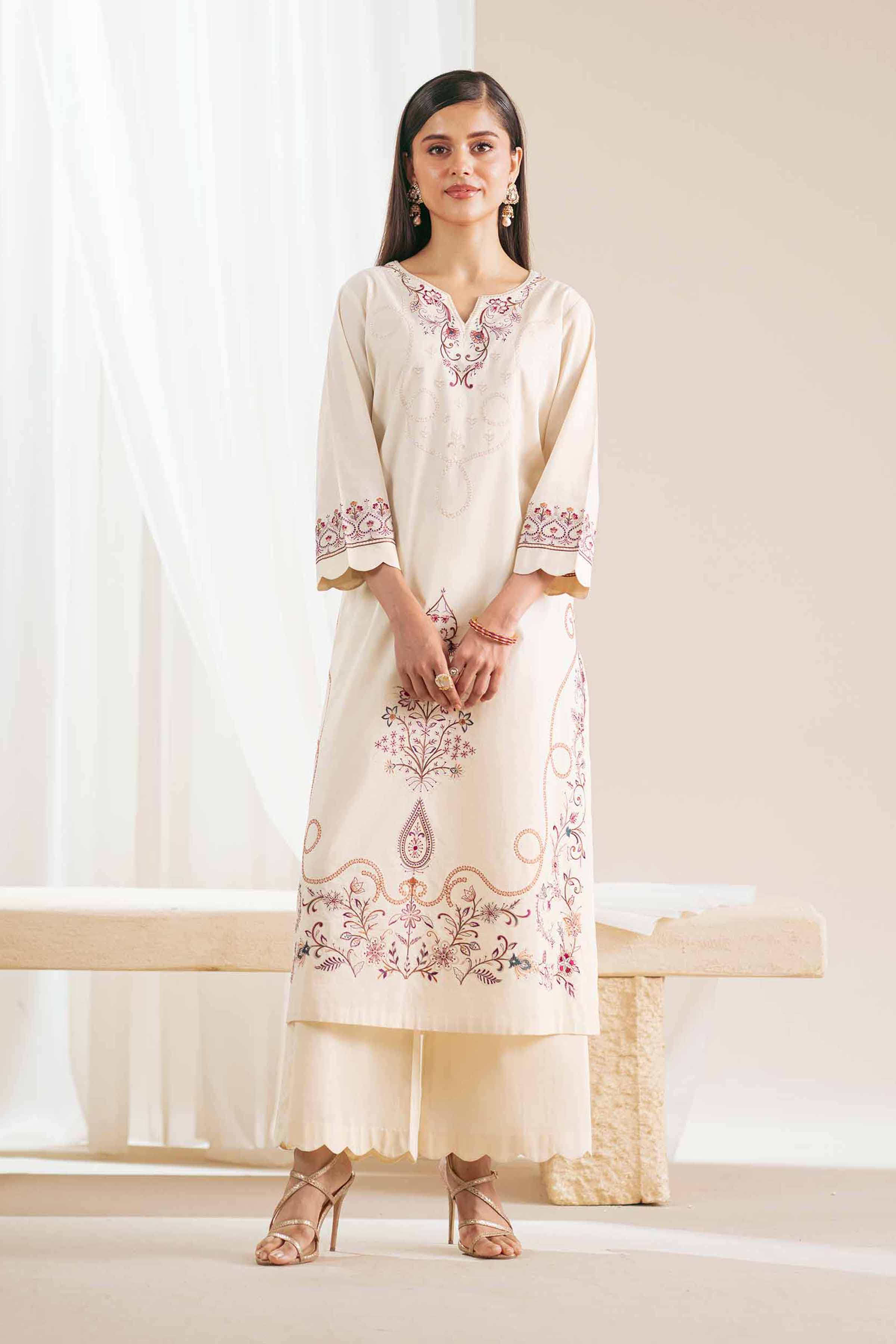 2 Piece - Embroidered Suit - KFS25-77 - Image 2