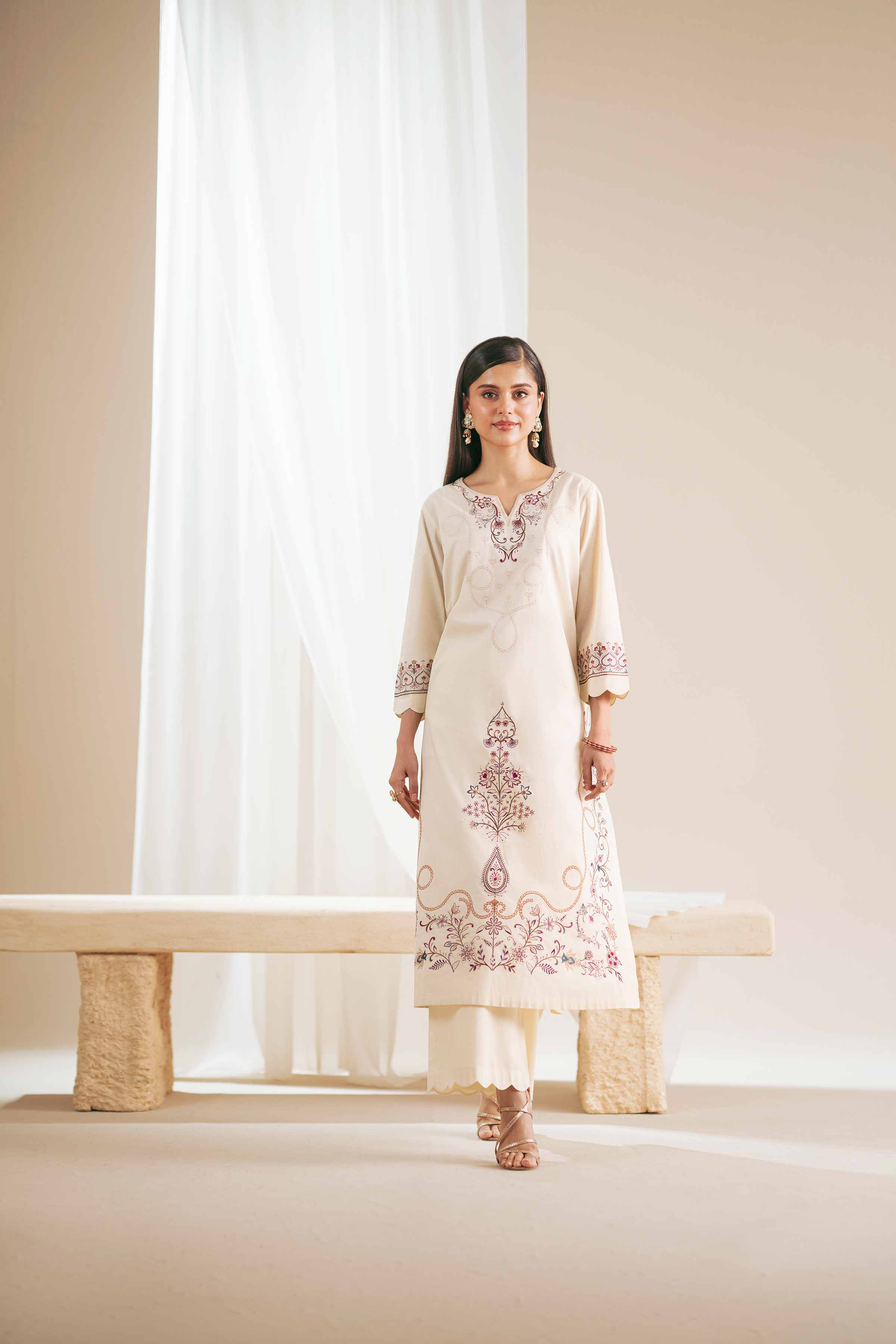 2 Piece - Embroidered Suit - KFS25-77 - Image 4