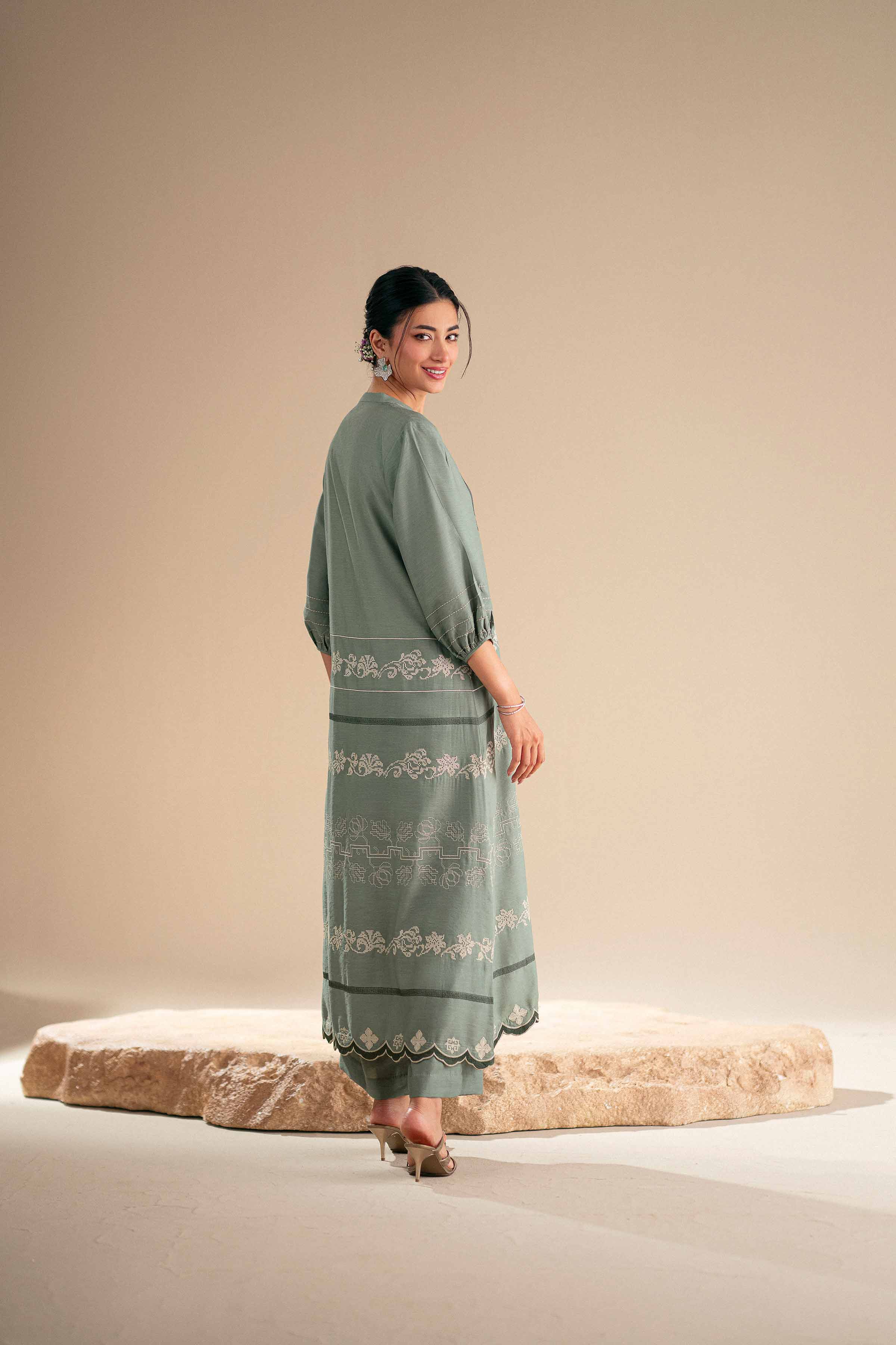2 Piece - Embroidered Suit - KFS25-90 - Image 6