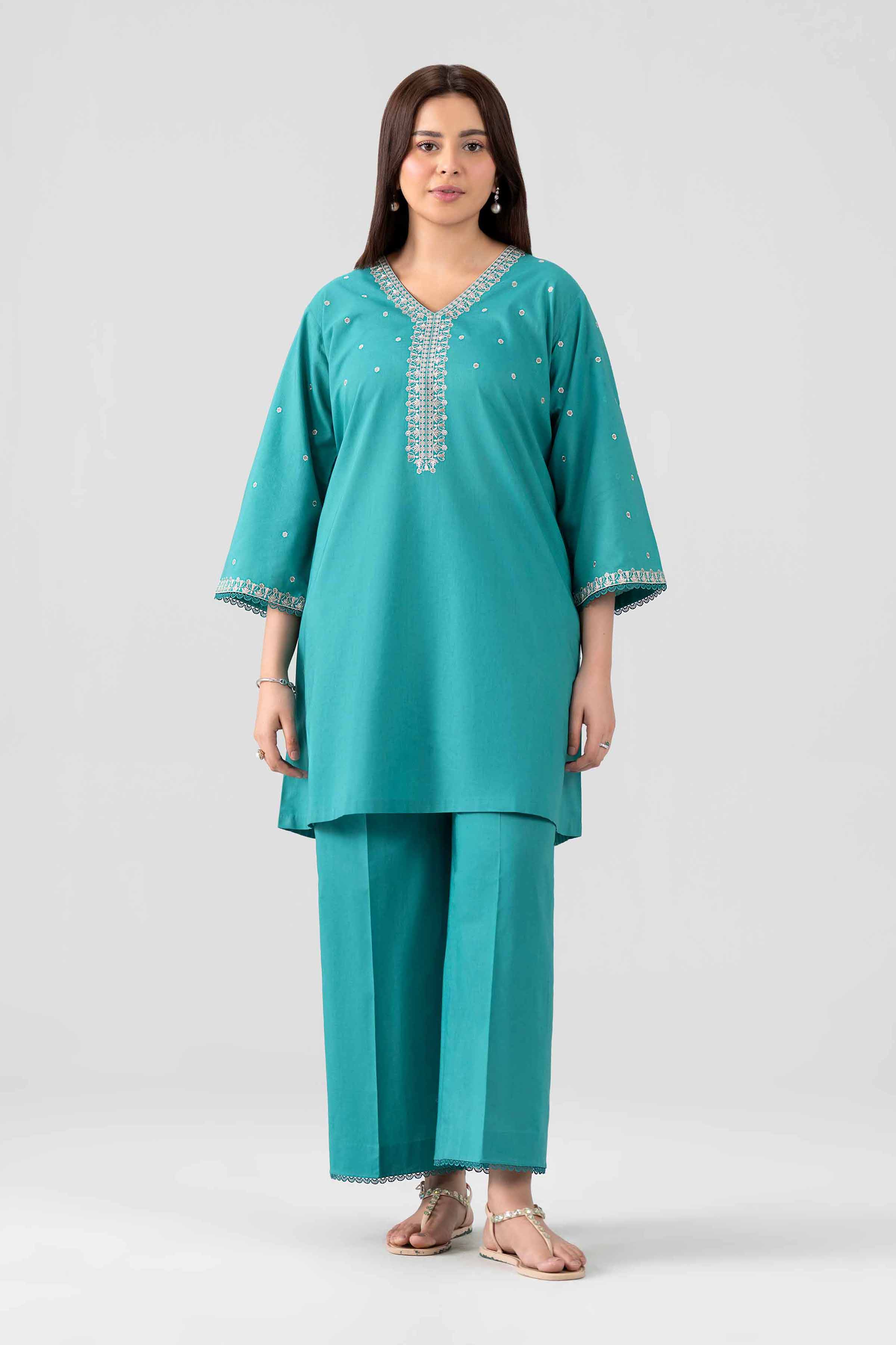 2 Piece - Embroidered Suit - KFS26-23 - Image 3