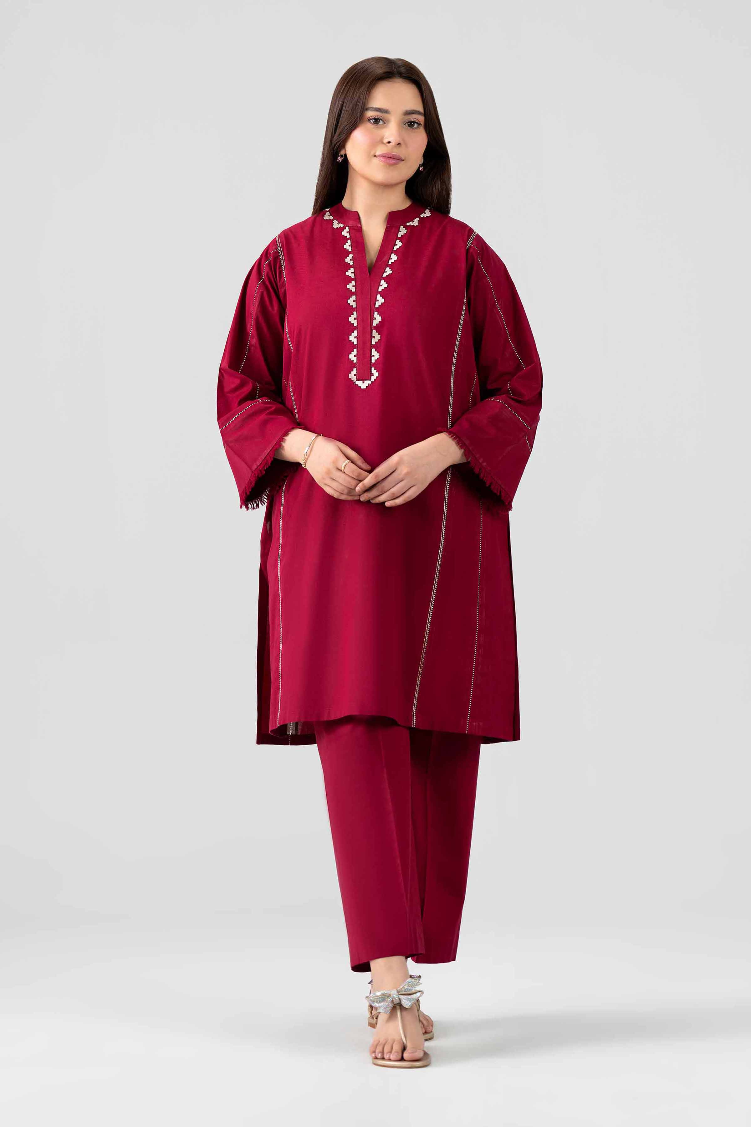 2 Piece - Embroidered Suit - KFS26-26 - Image 3