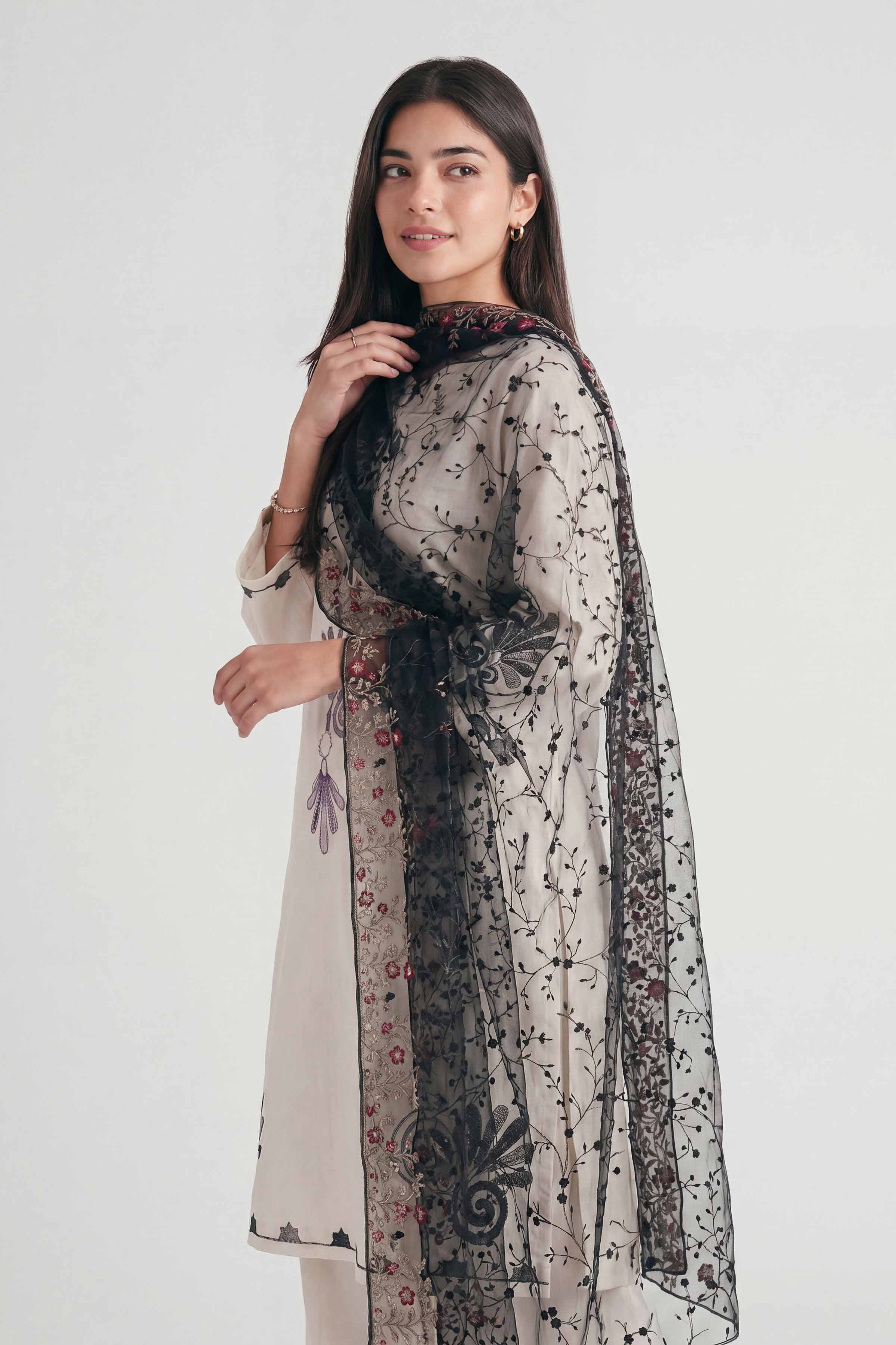 Embroidered Dupatta - KFS26-87 - Image 3