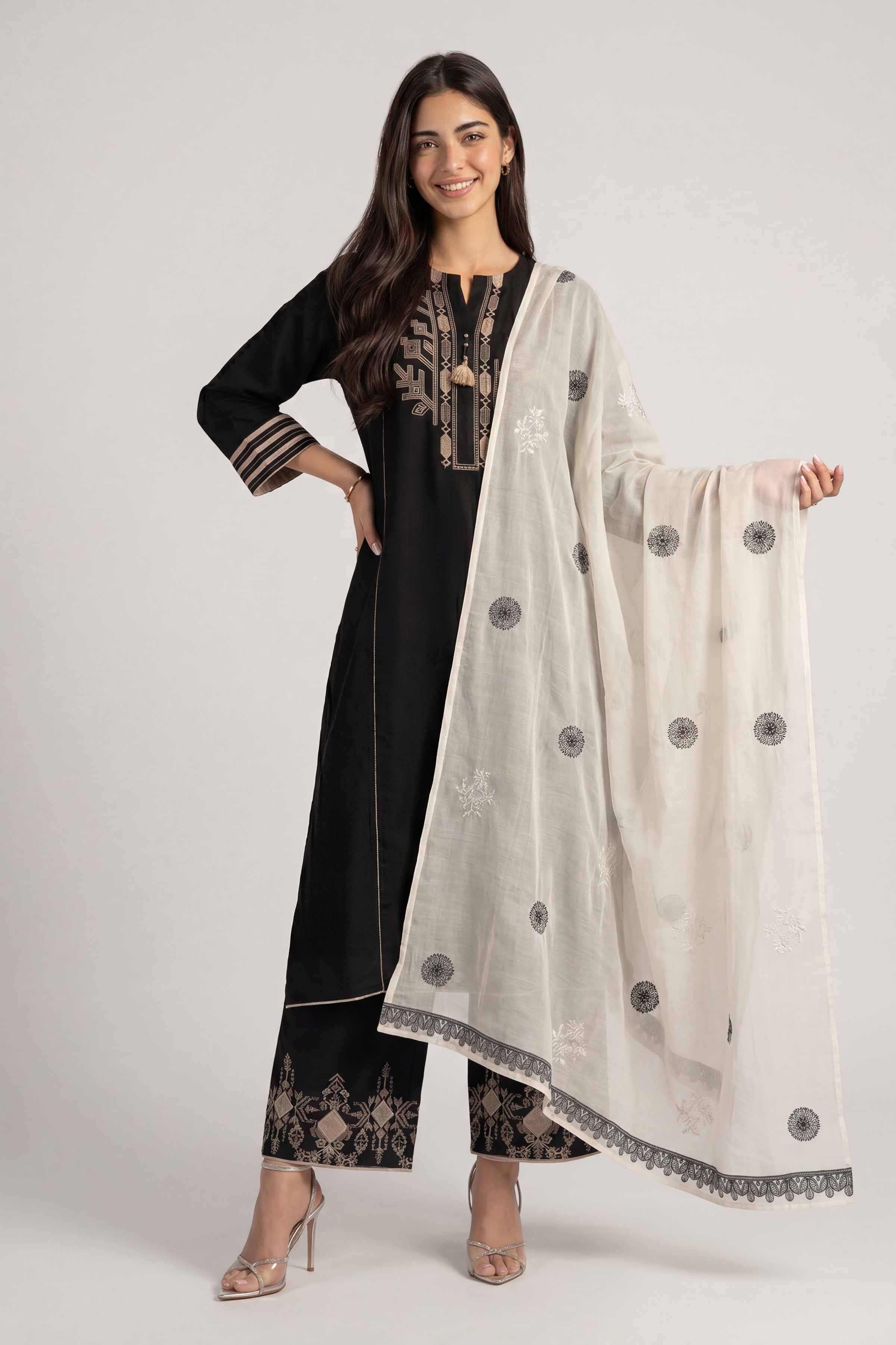 Embroidered Dupatta - KFS26-89 - Image 3