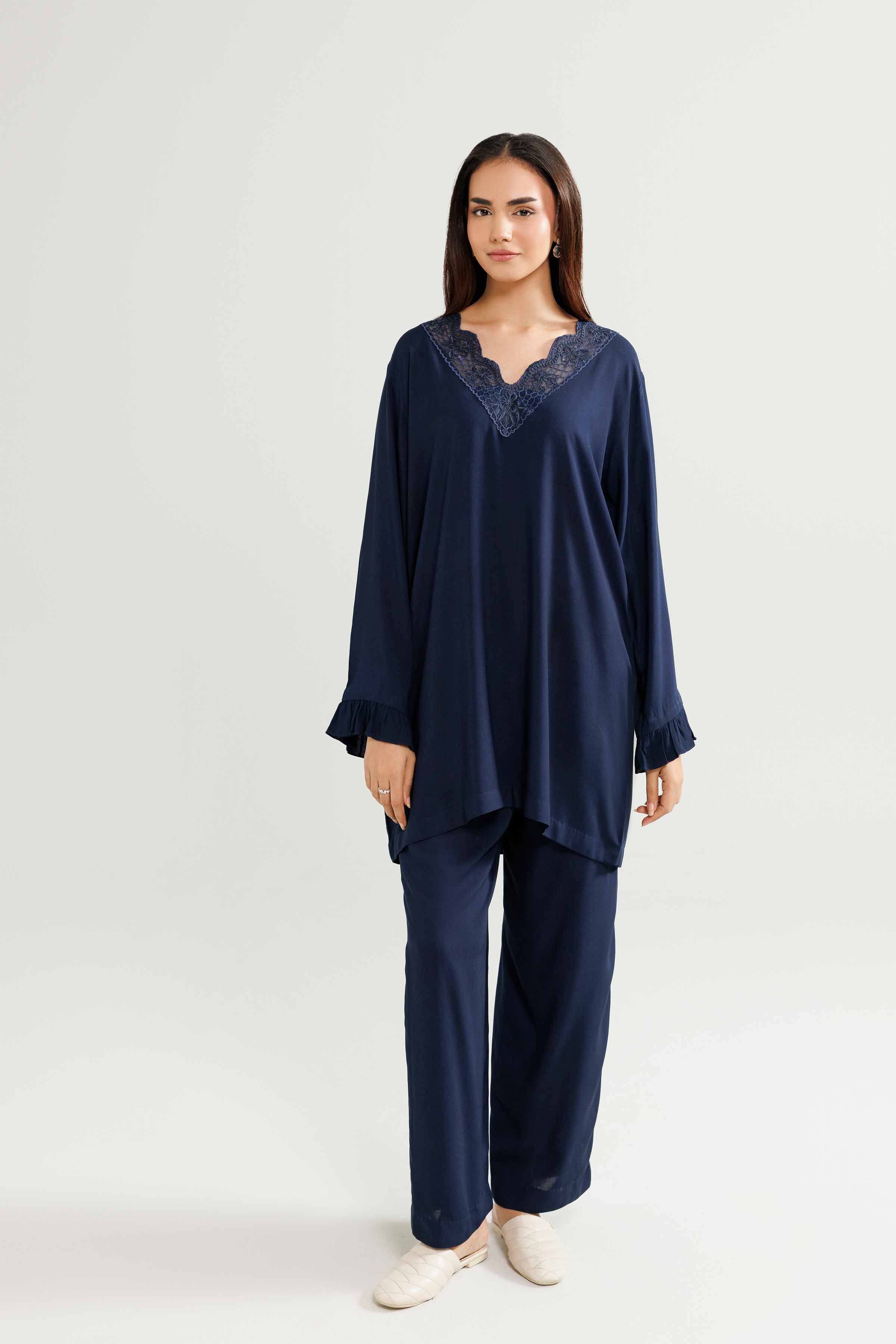 2 Piece - Embroidered Loungewear - KLW25-13 - Image 4