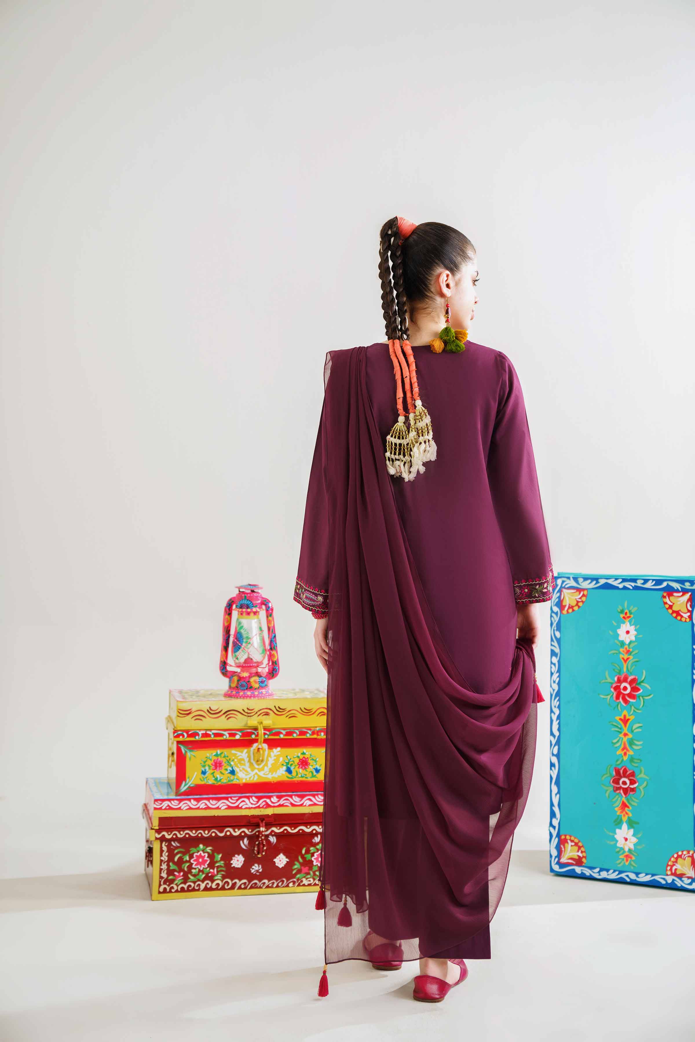 3 Piece - Embroidered Suit - PE24-144 - Image 3