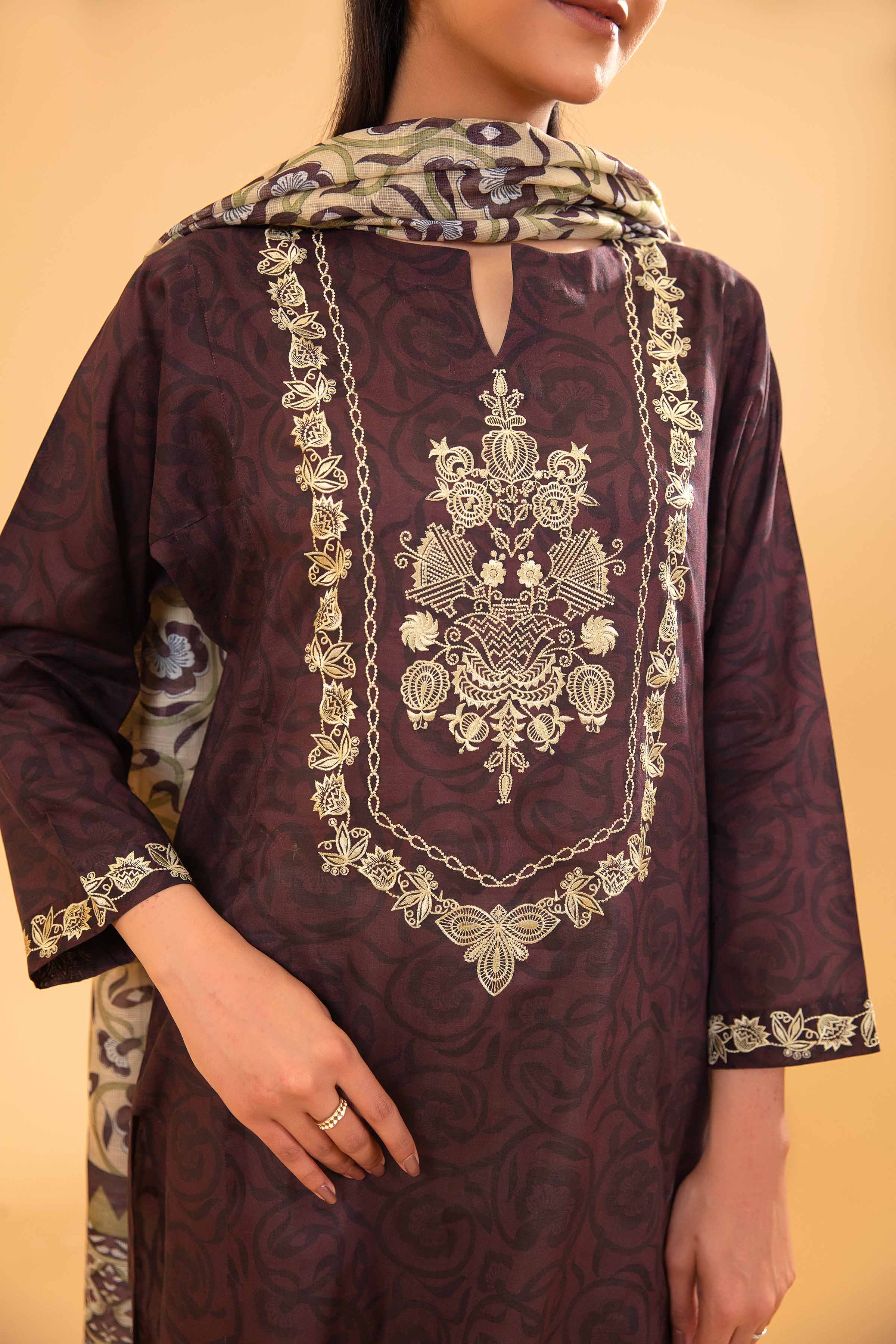 2 Piece - Printed Embroidered Suit - PE24-259 - Image 6