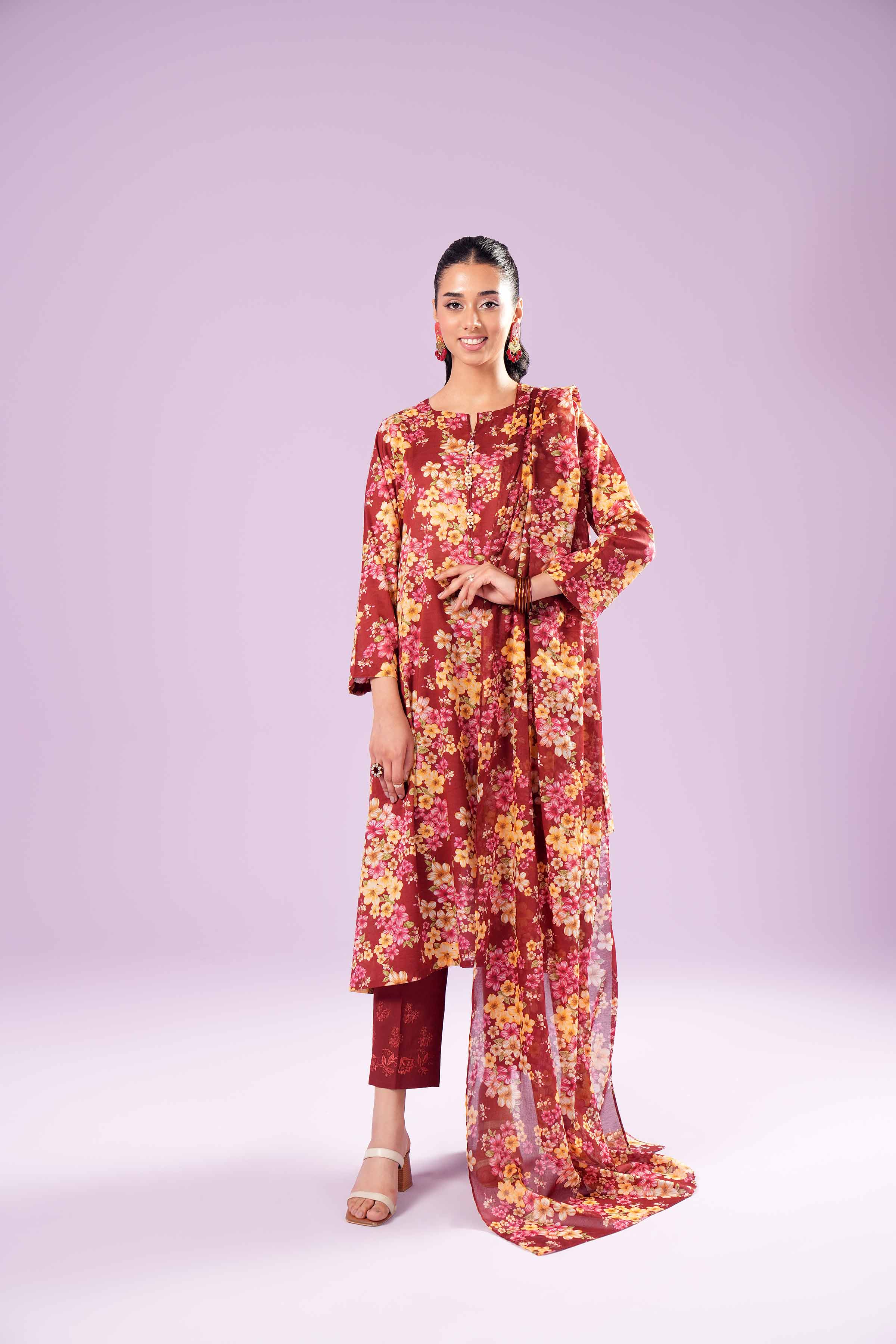 3 Piece - Printed Embroidered Suit - PE24-381 - Image 4