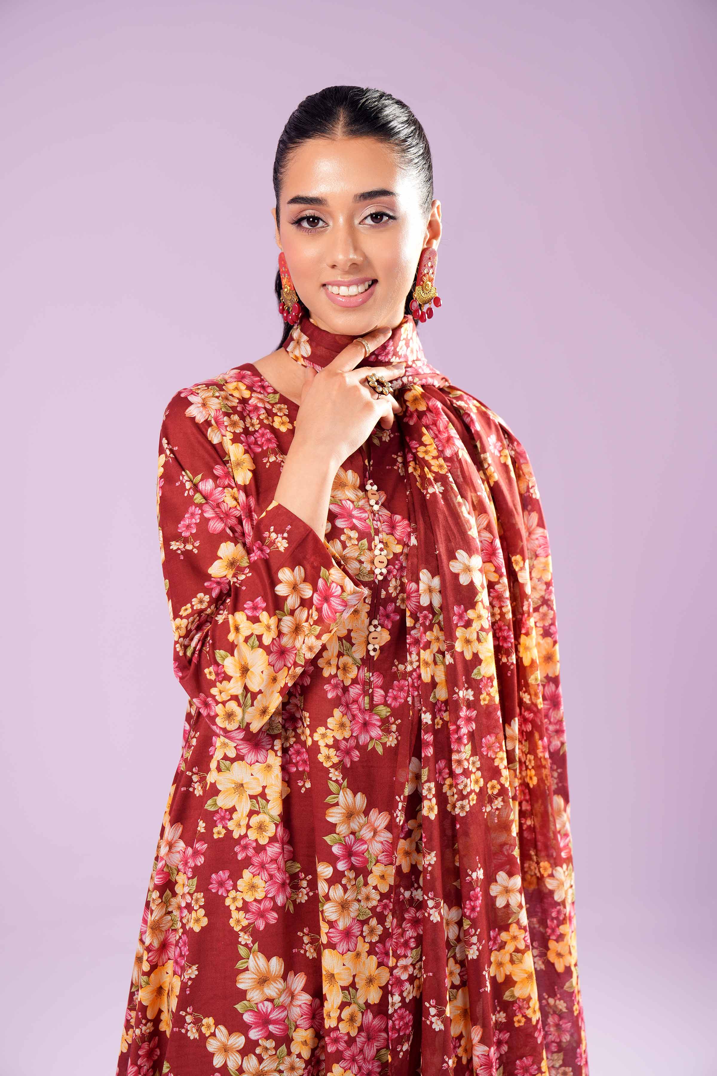 3 Piece - Printed Embroidered Suit - PE24-381 - Image 5