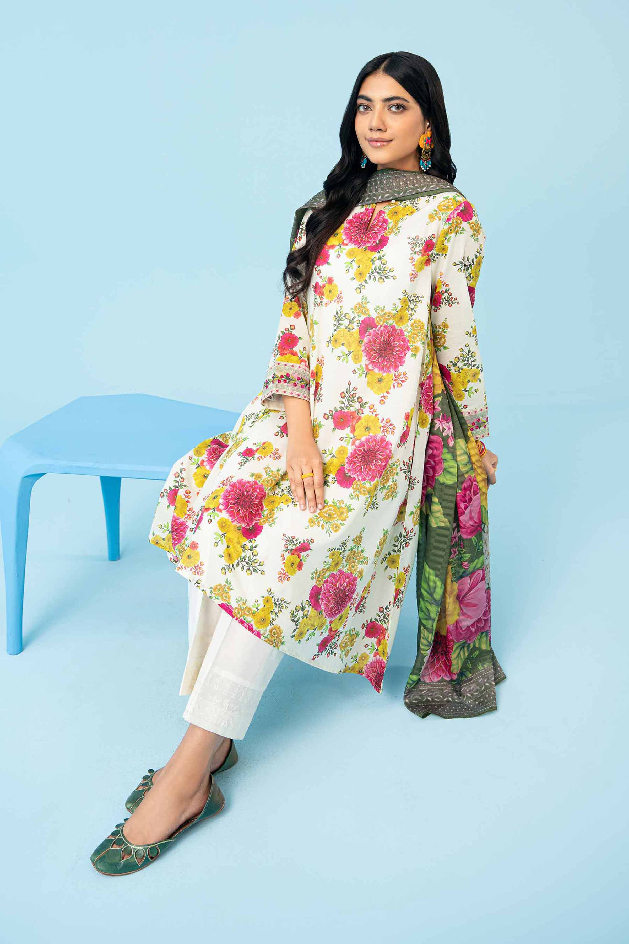 2 Piece - Printed Embroidered Suit - PE24-384 - Image 2