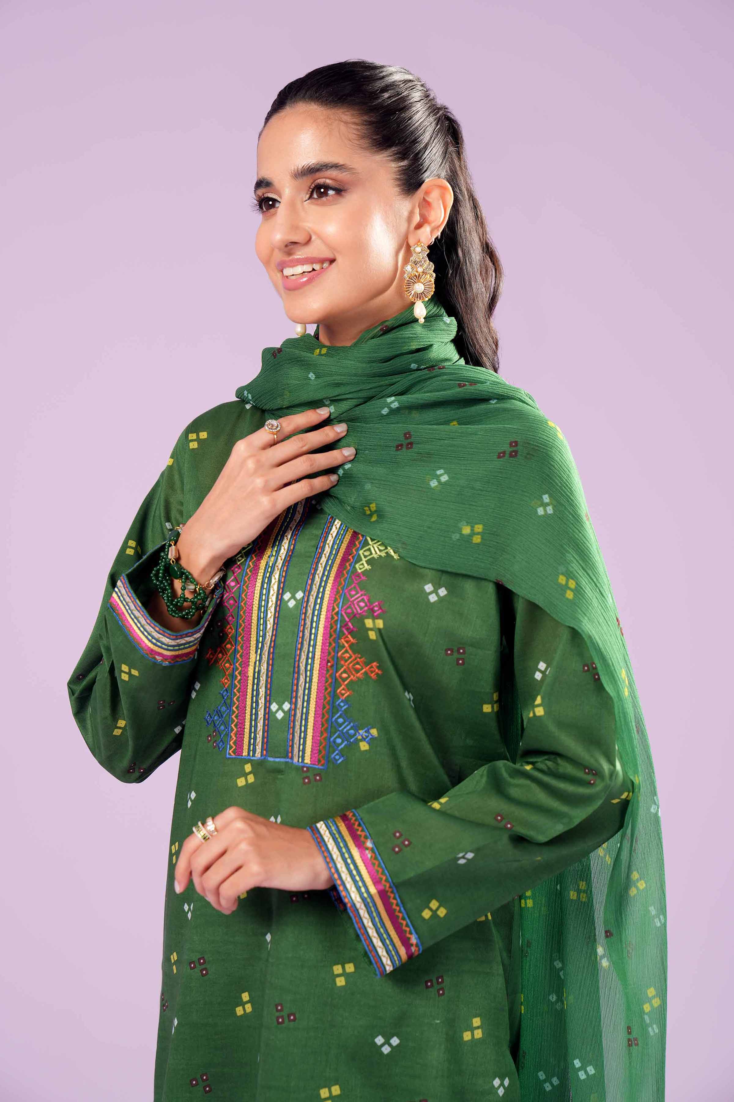 3 Piece - Printed Embroidered Suit - PE24-385 - Image 2