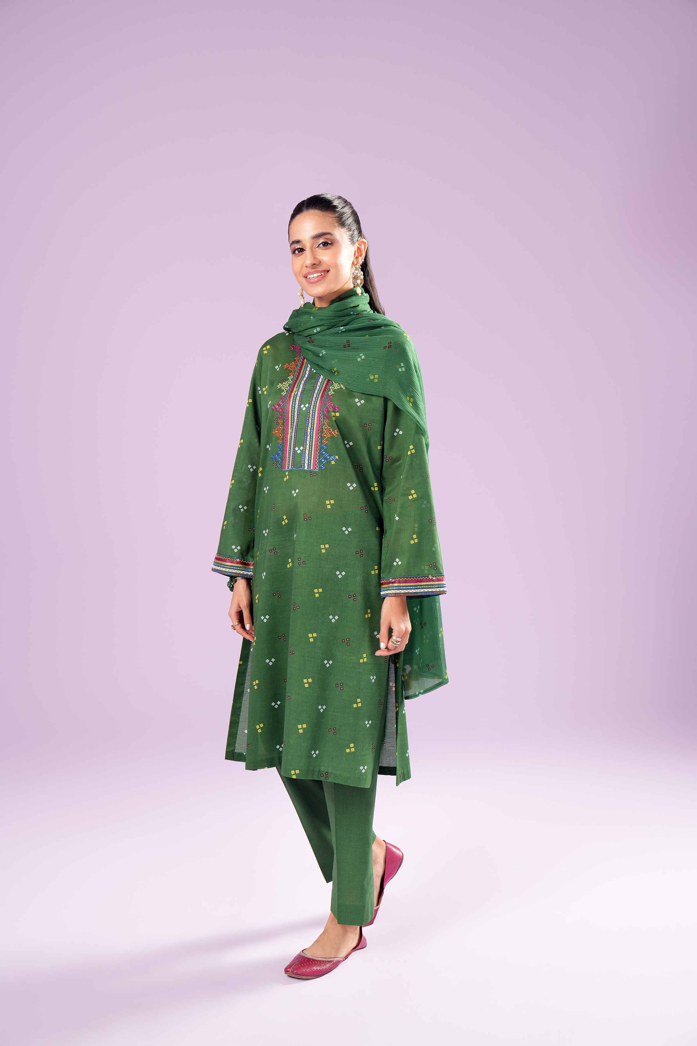 3 Piece - Printed Embroidered Suit - PE24-385 - Image 4