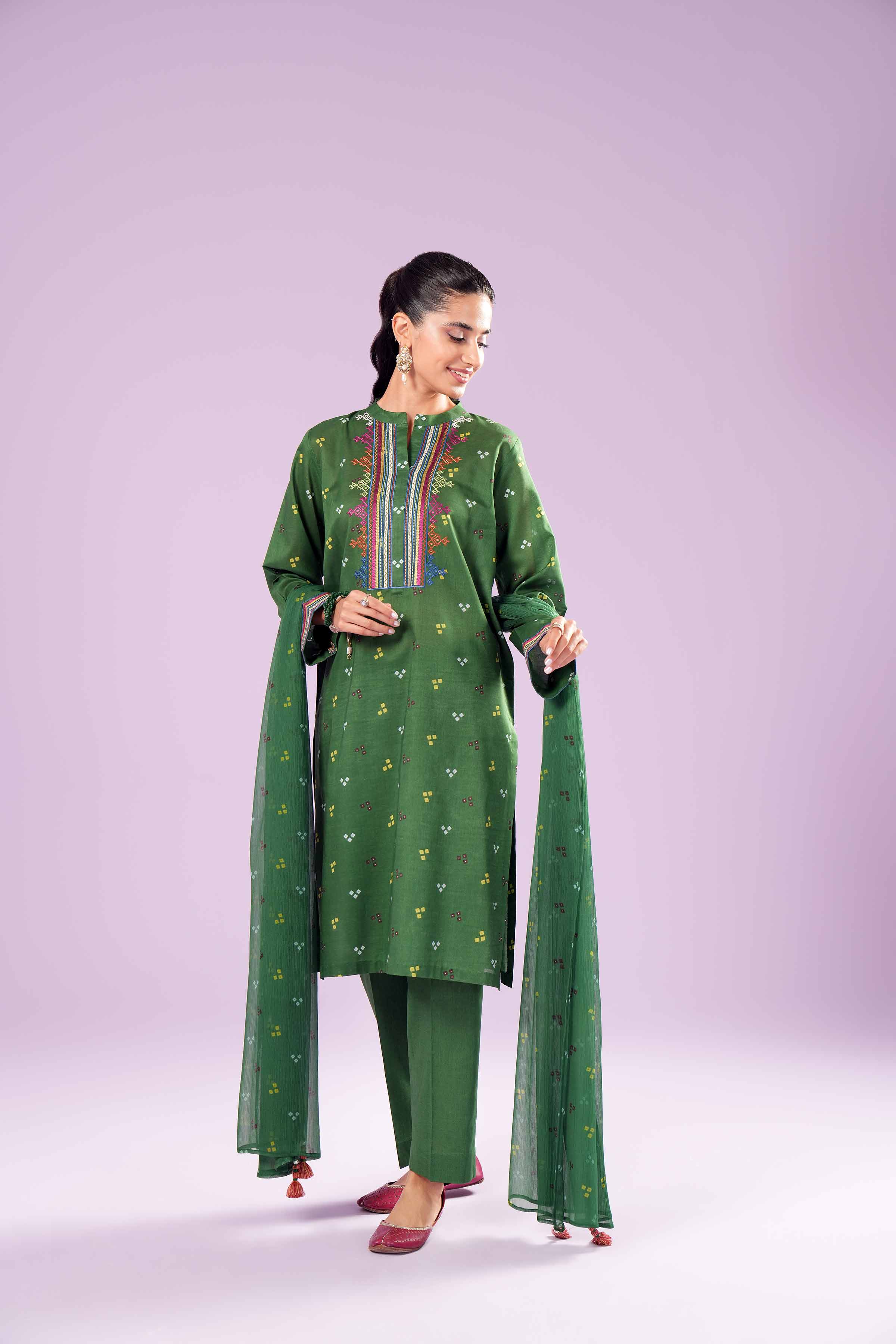 3 Piece - Printed Embroidered Suit - PE24-385 - Image 5