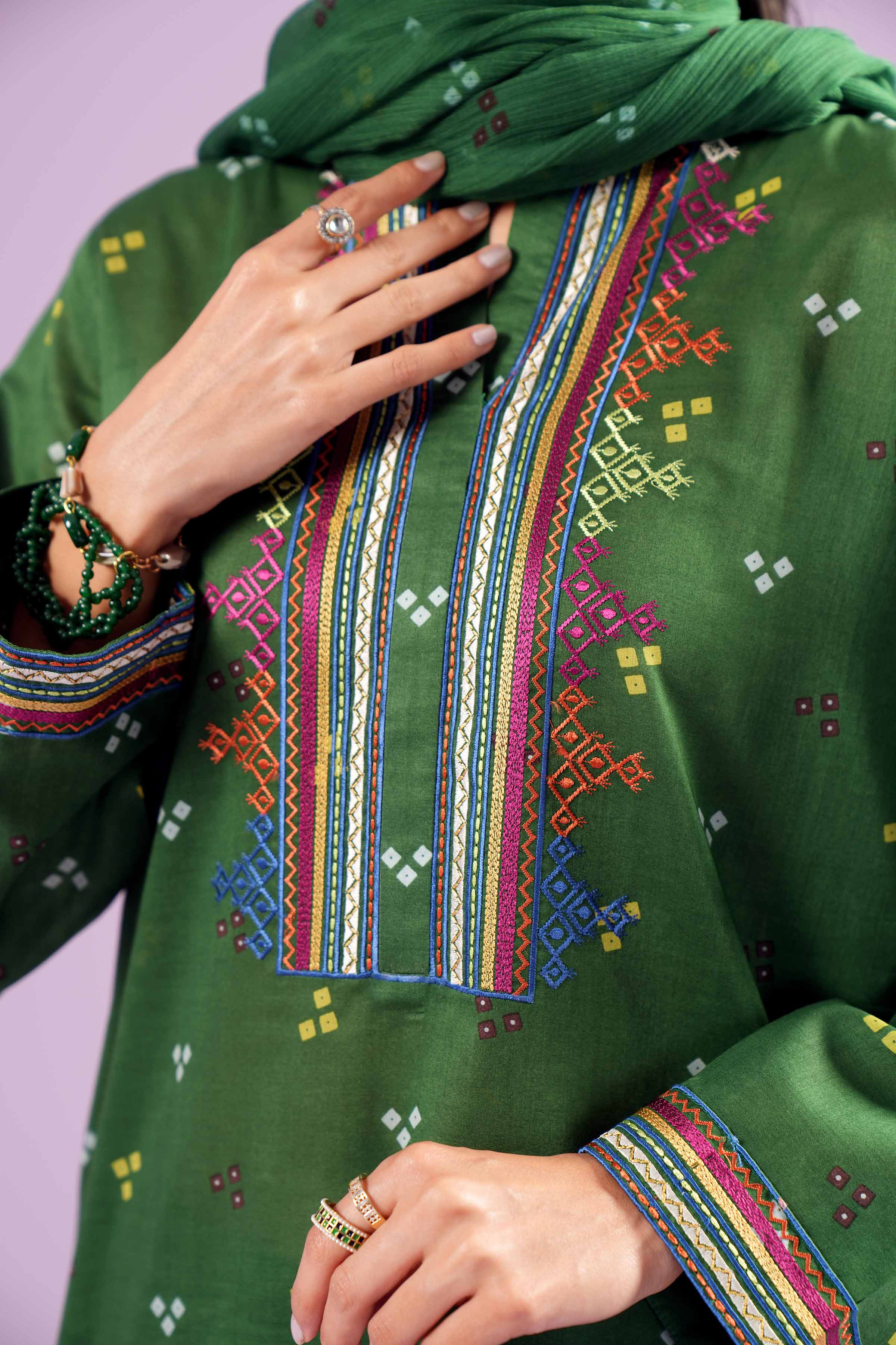 3 Piece - Printed Embroidered Suit - PE24-385 - Image 6
