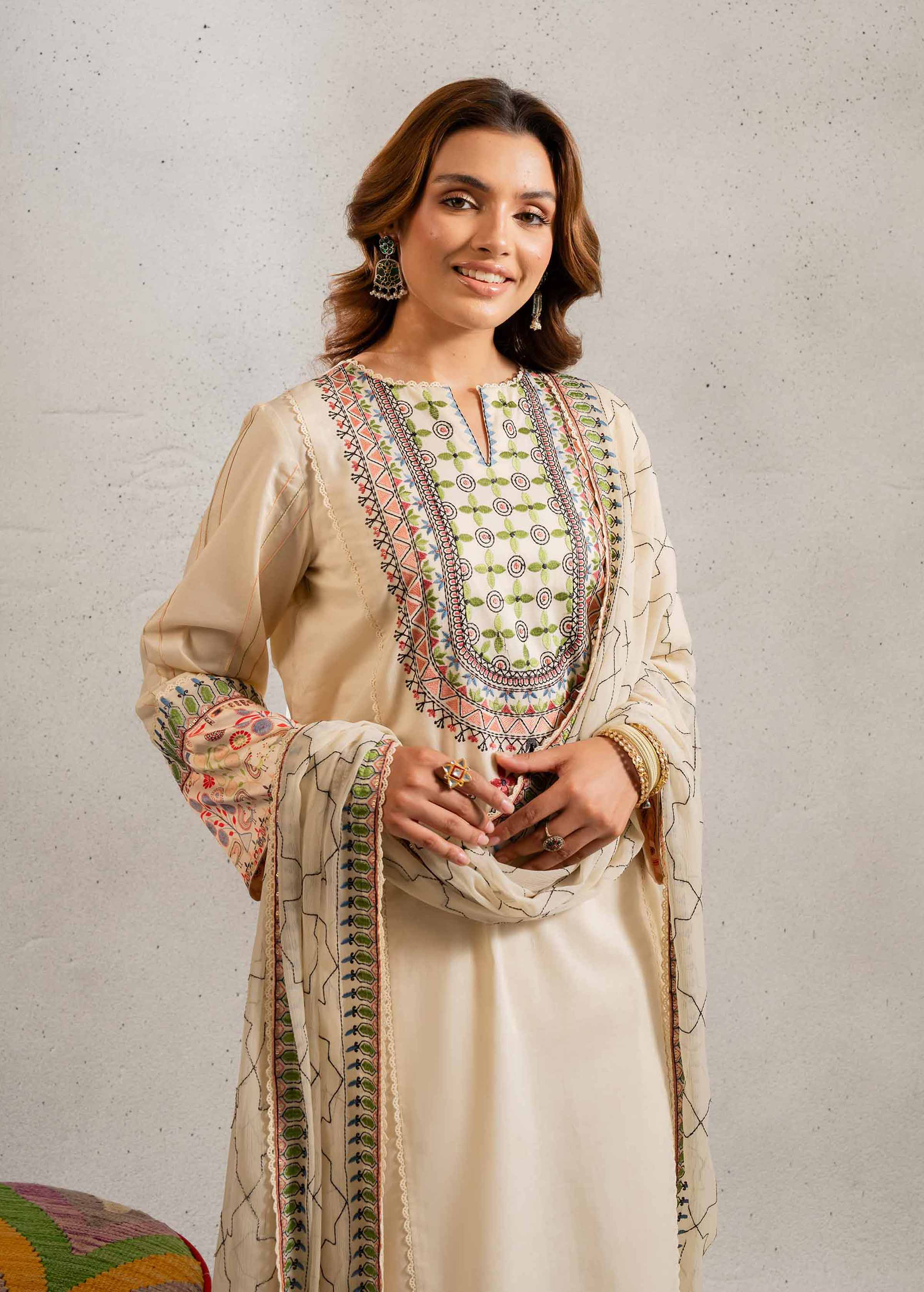 3 Piece - Embroidered Suit - PE25-132 - Image 2