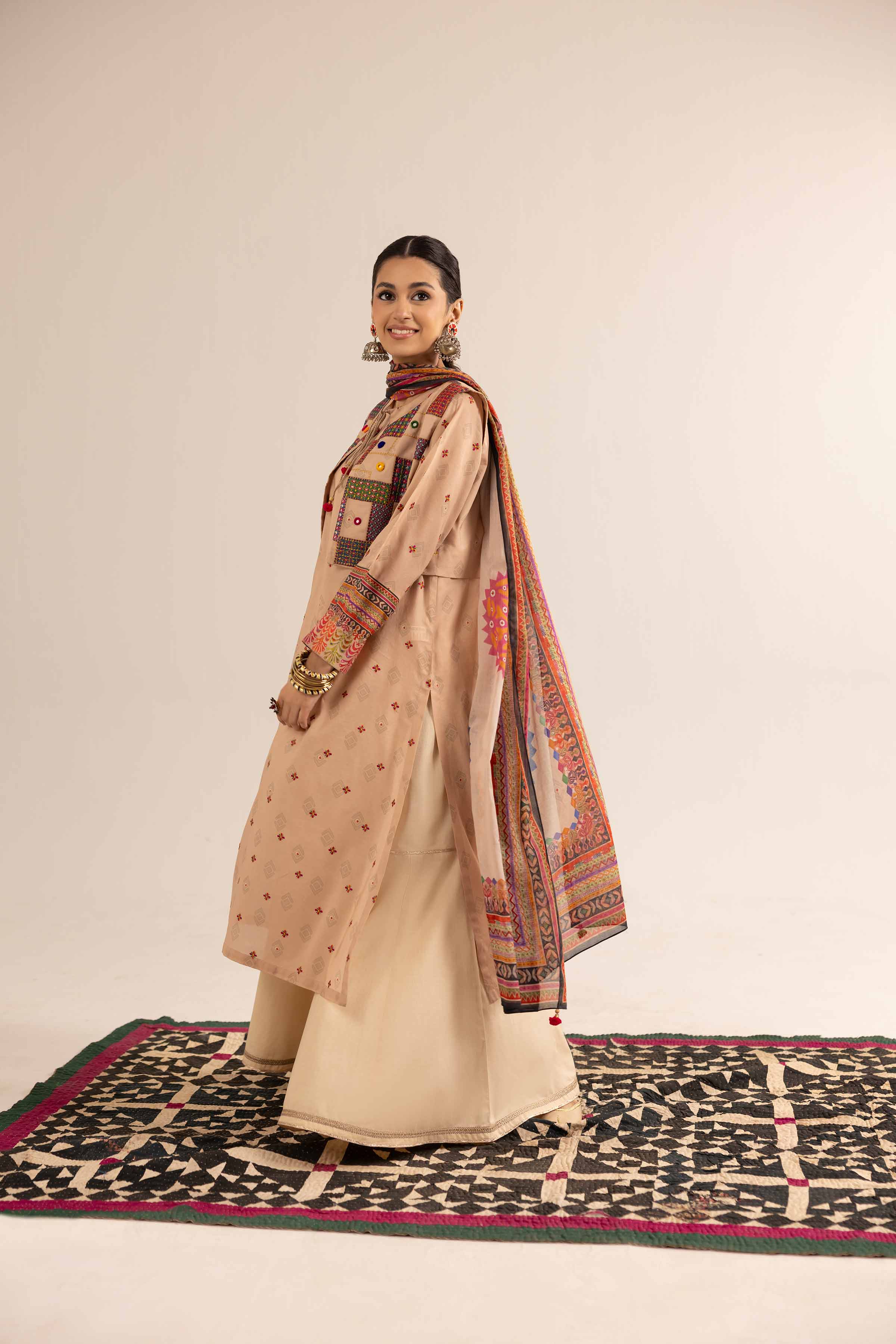 3 Piece - Printed Embroidered Suit - PE25-154 - Image 5