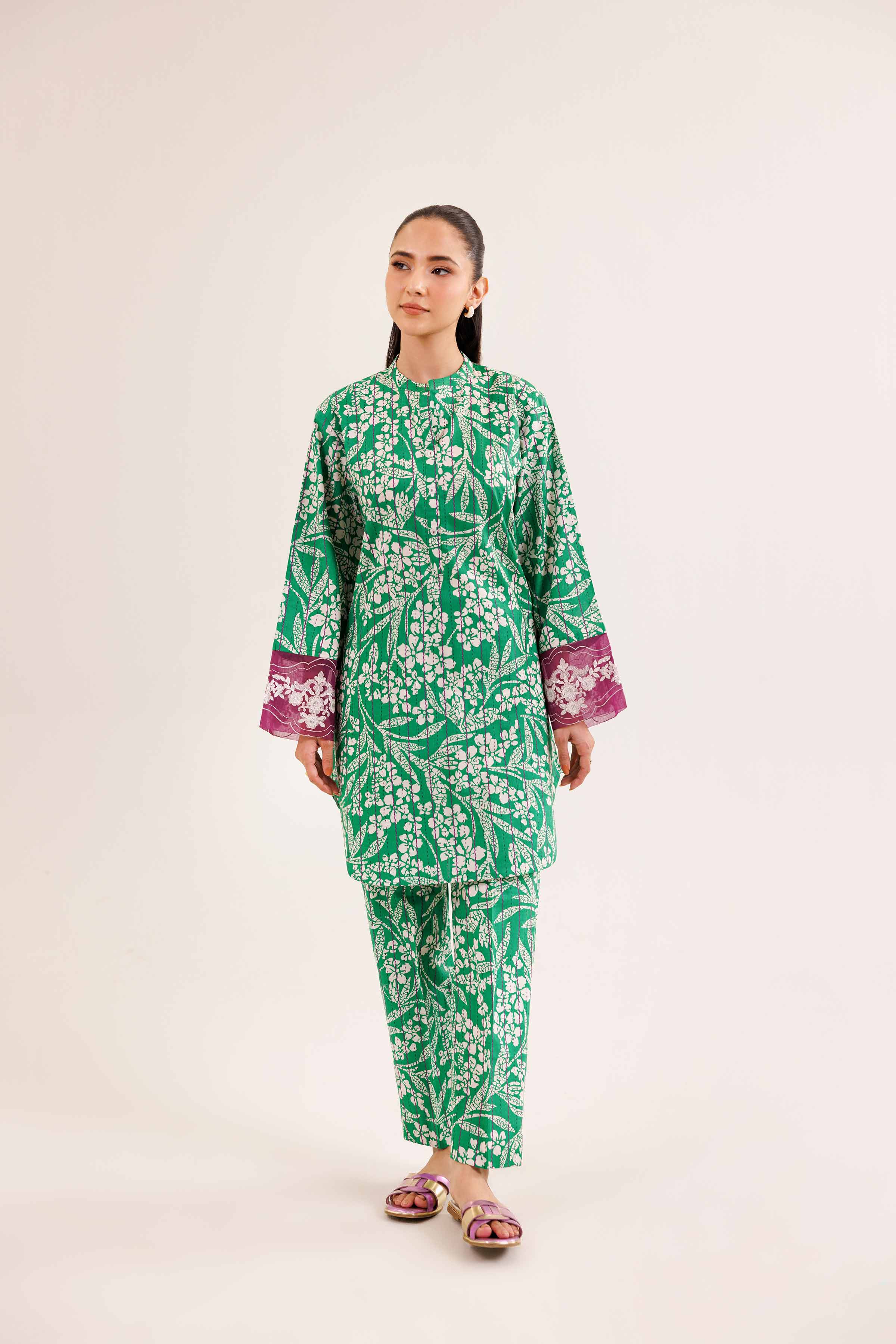2 Piece - Printed Embroidered Suit - PE25-340 - Image 4