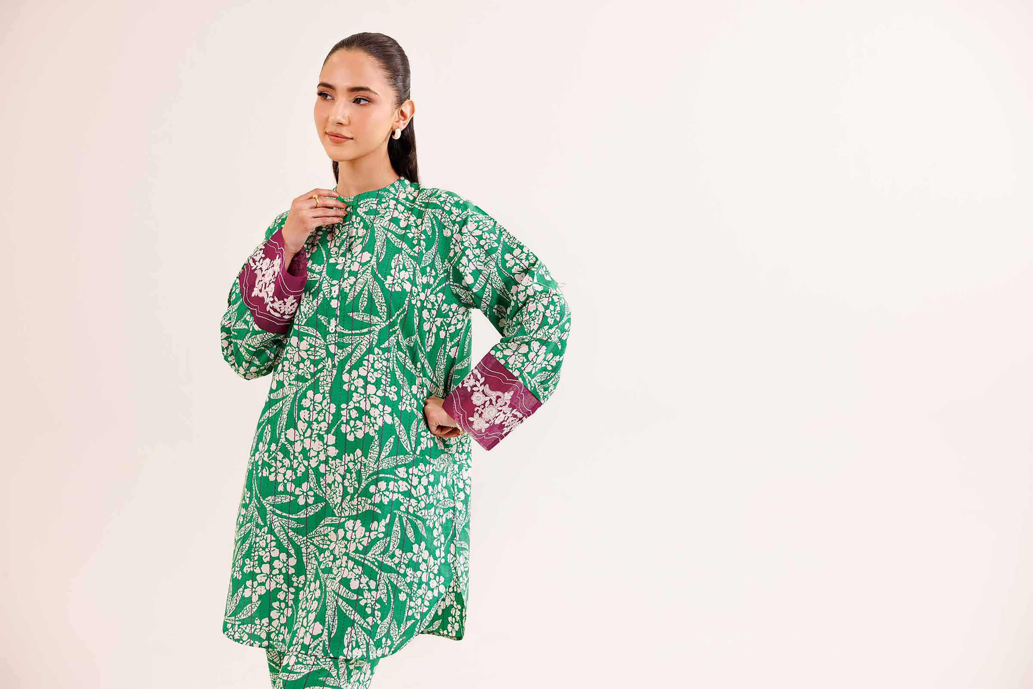 2 Piece - Printed Embroidered Suit - PE25-340 - Image 5