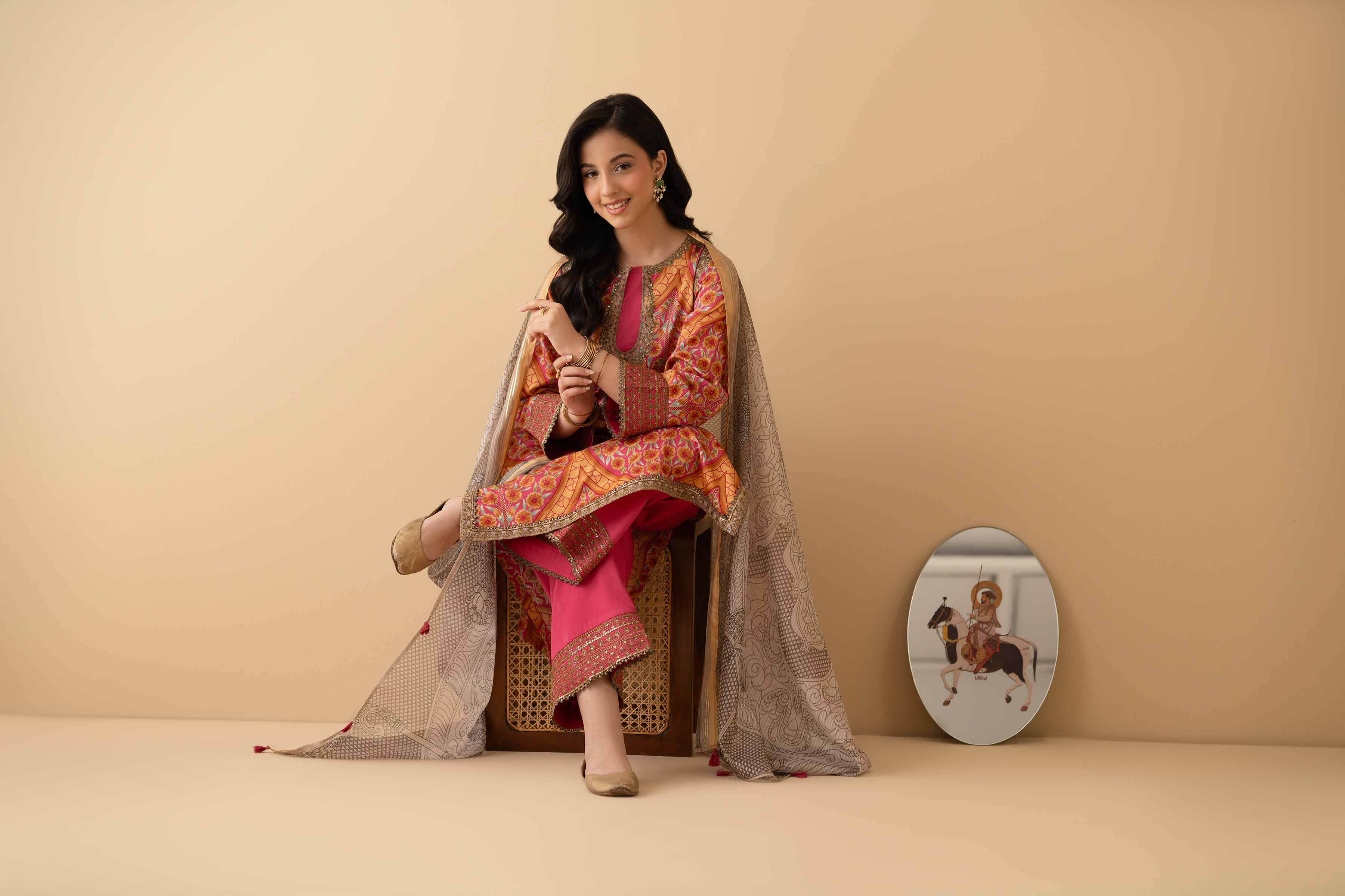 3 Piece - Printed Embroidered Suit - PE25-377 - Image 8