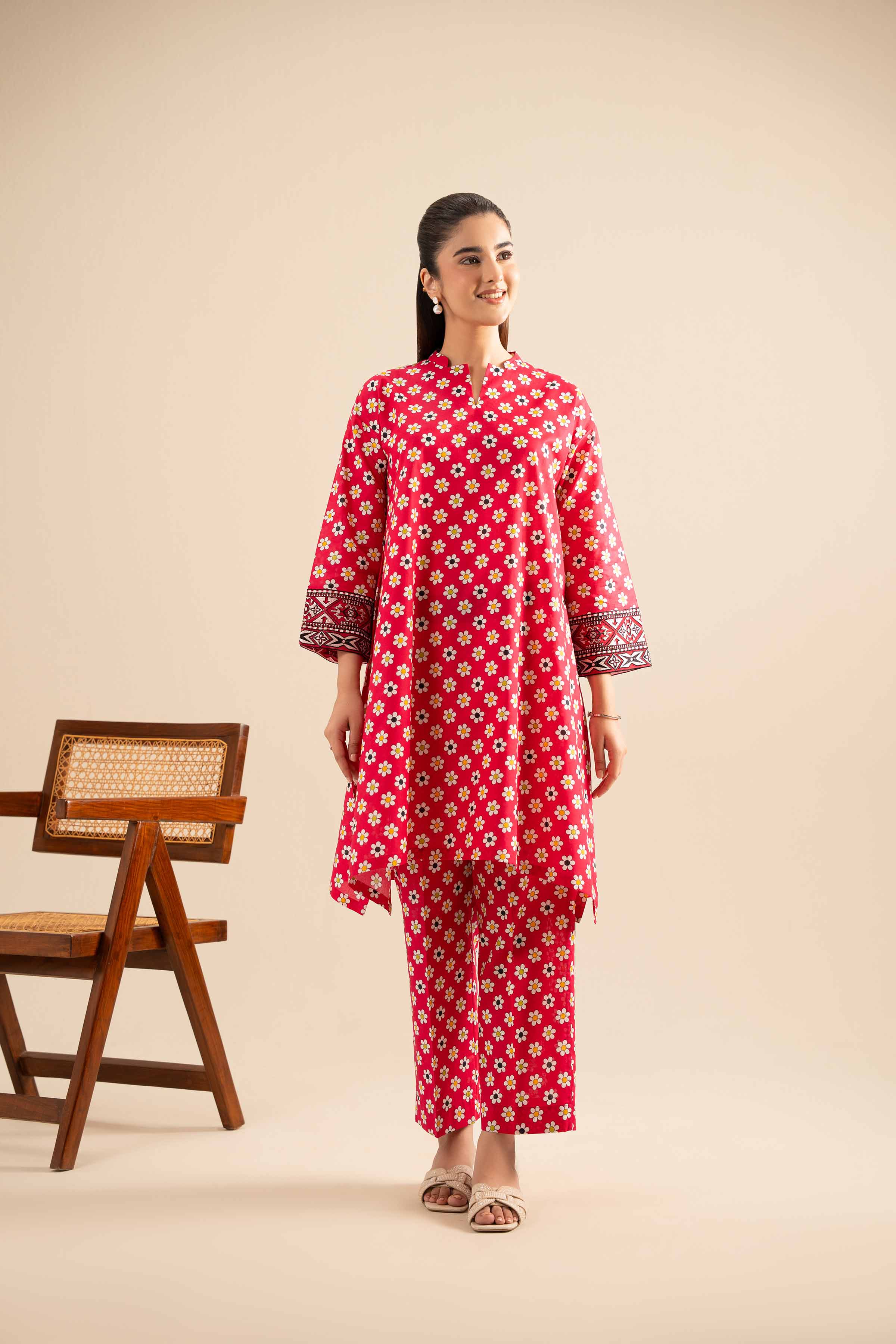 2 Piece - Printed Embroidered Suit - PE25-424 - Image 7