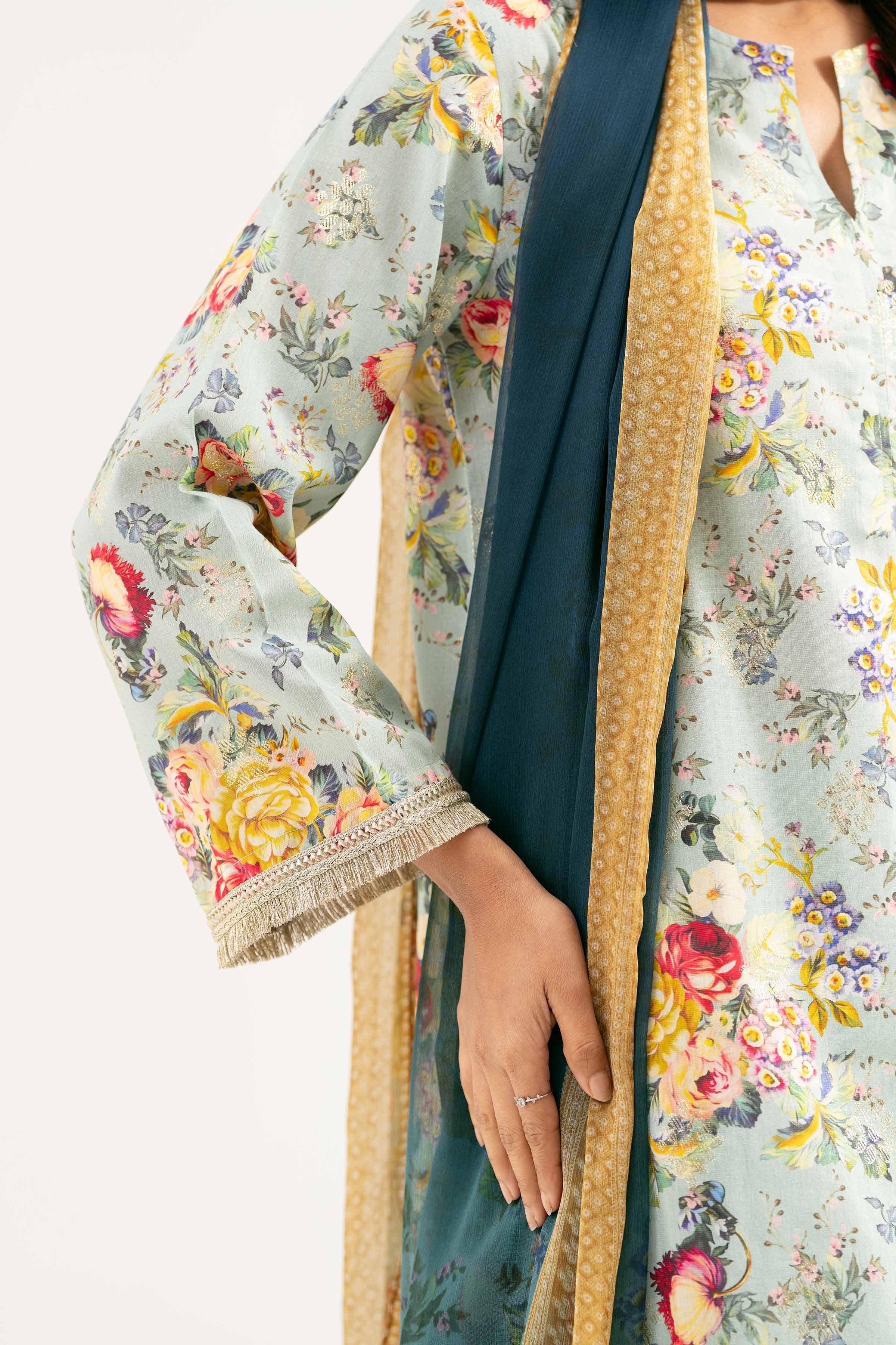 3 Piece - Printed Embroidered Suit - PE25-449 - Image 10