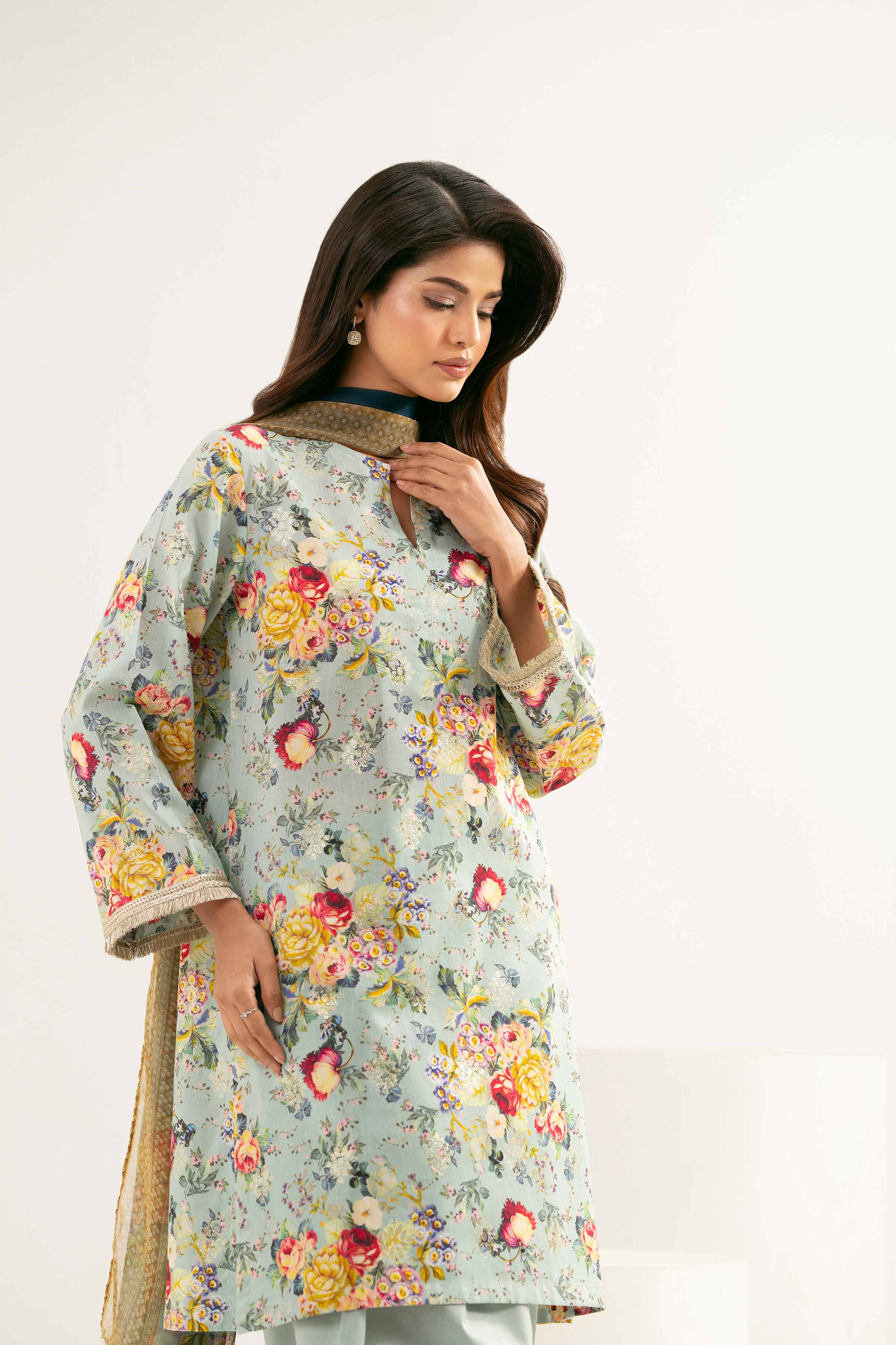 3 Piece - Printed Embroidered Suit - PE25-449 - Image 8