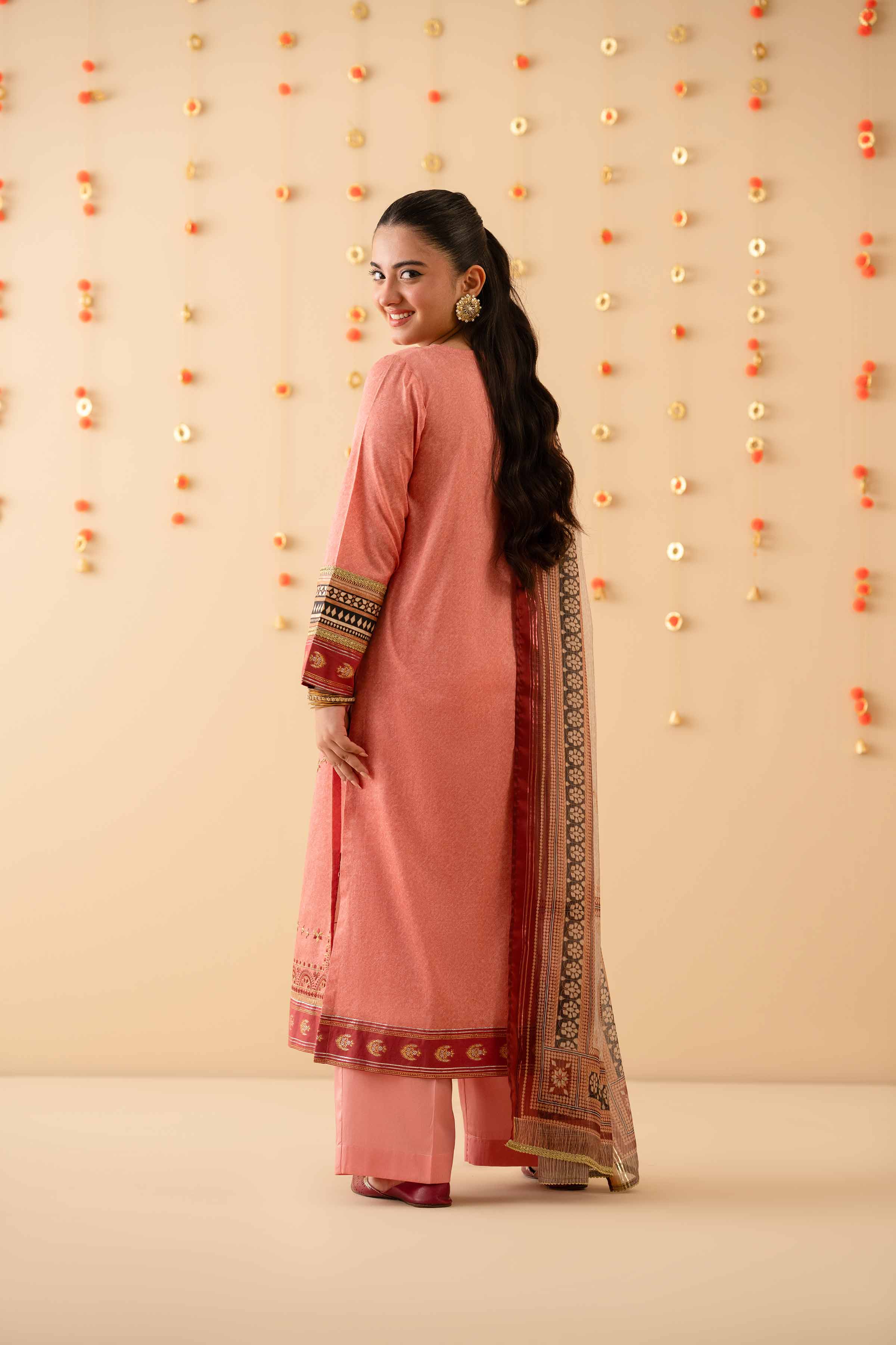 3 Piece - Printed Embroidered Suit - PE25-452 - Image 3