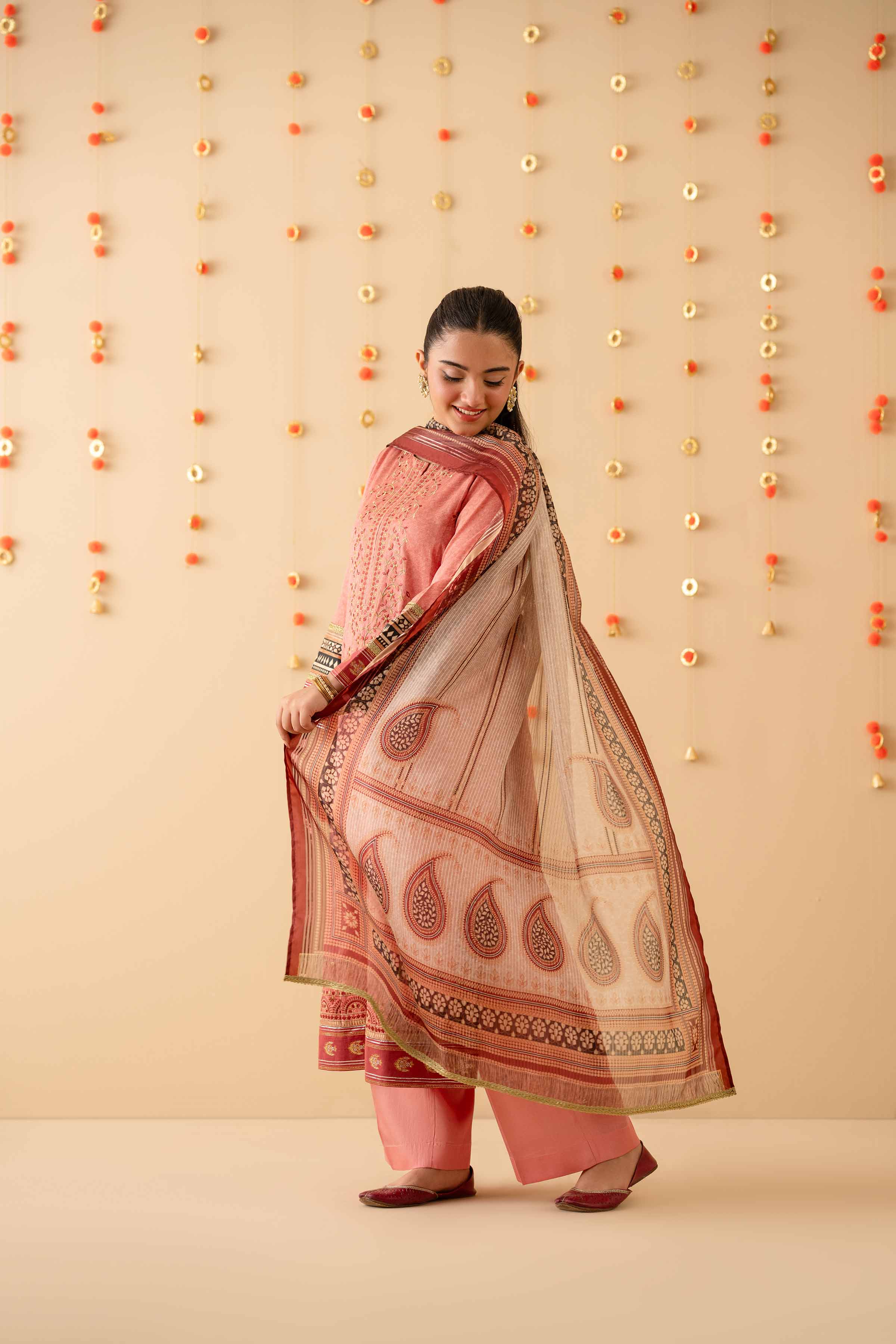3 Piece - Printed Embroidered Suit - PE25-452 - Image 6